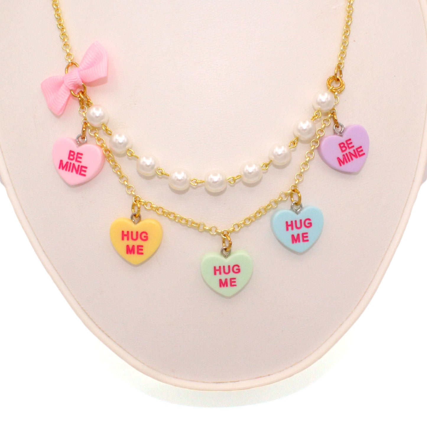 Candy Heart Statement Necklace - Valentine's Day Conversation Charm Jewelry - Fatally Feminine Designs