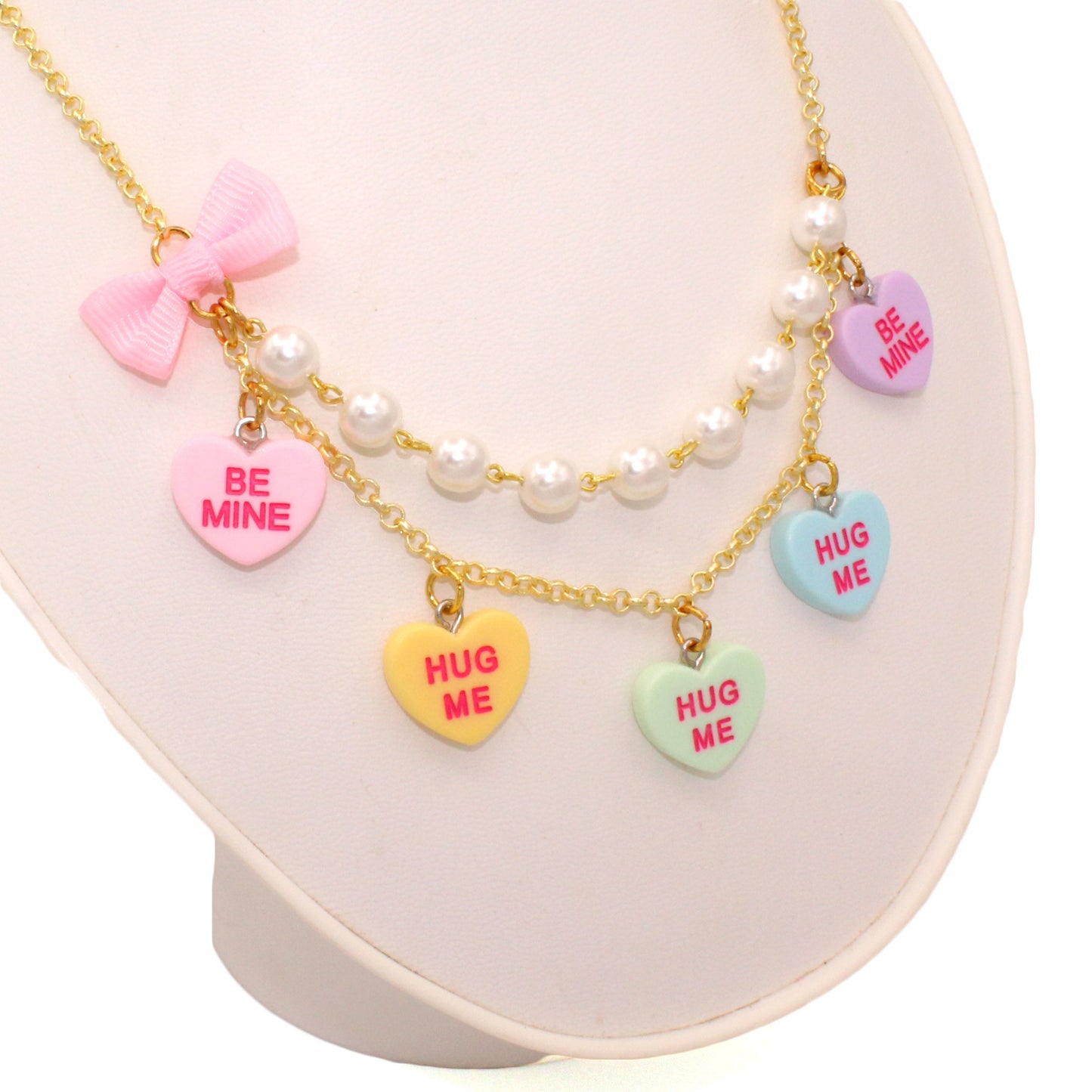 Kawaii Conversation Heart Statement Necklace - Valentine's Day Charm Jewelry - Fatally Feminine Designs