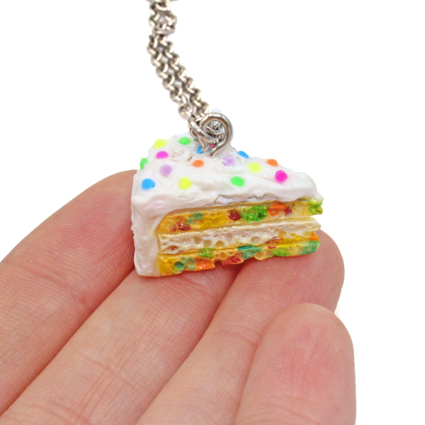 Confetti Cake Earring & Necklace Set, Funfetti Birthday Cake Charm Jewelry