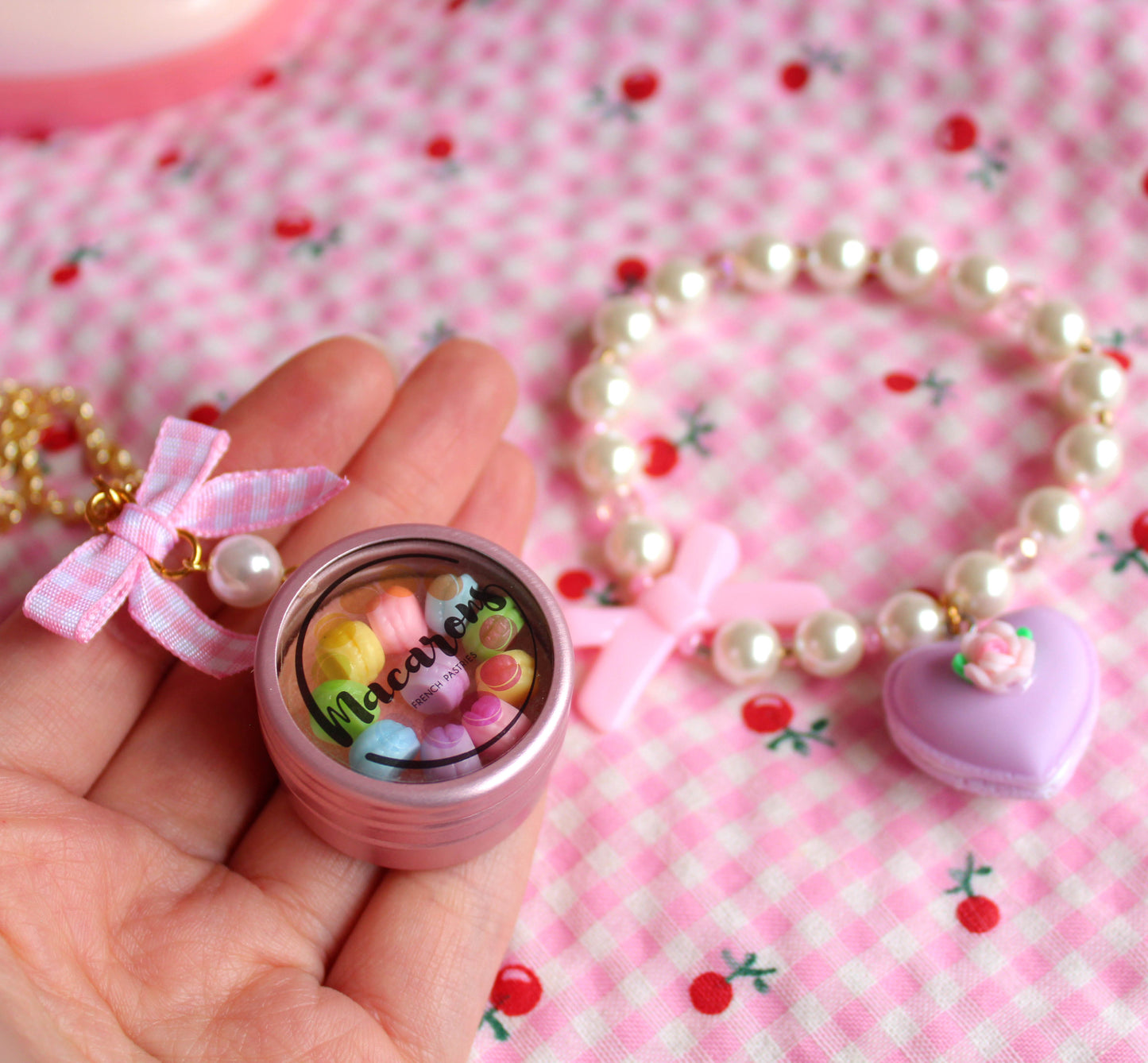 Rococo Dreams Marie Antoinette Inspired Jewelry Sets - Handmade Soft Girl Pink Macaron Necklace Ring Earrings - Fatally Feminine Designs
