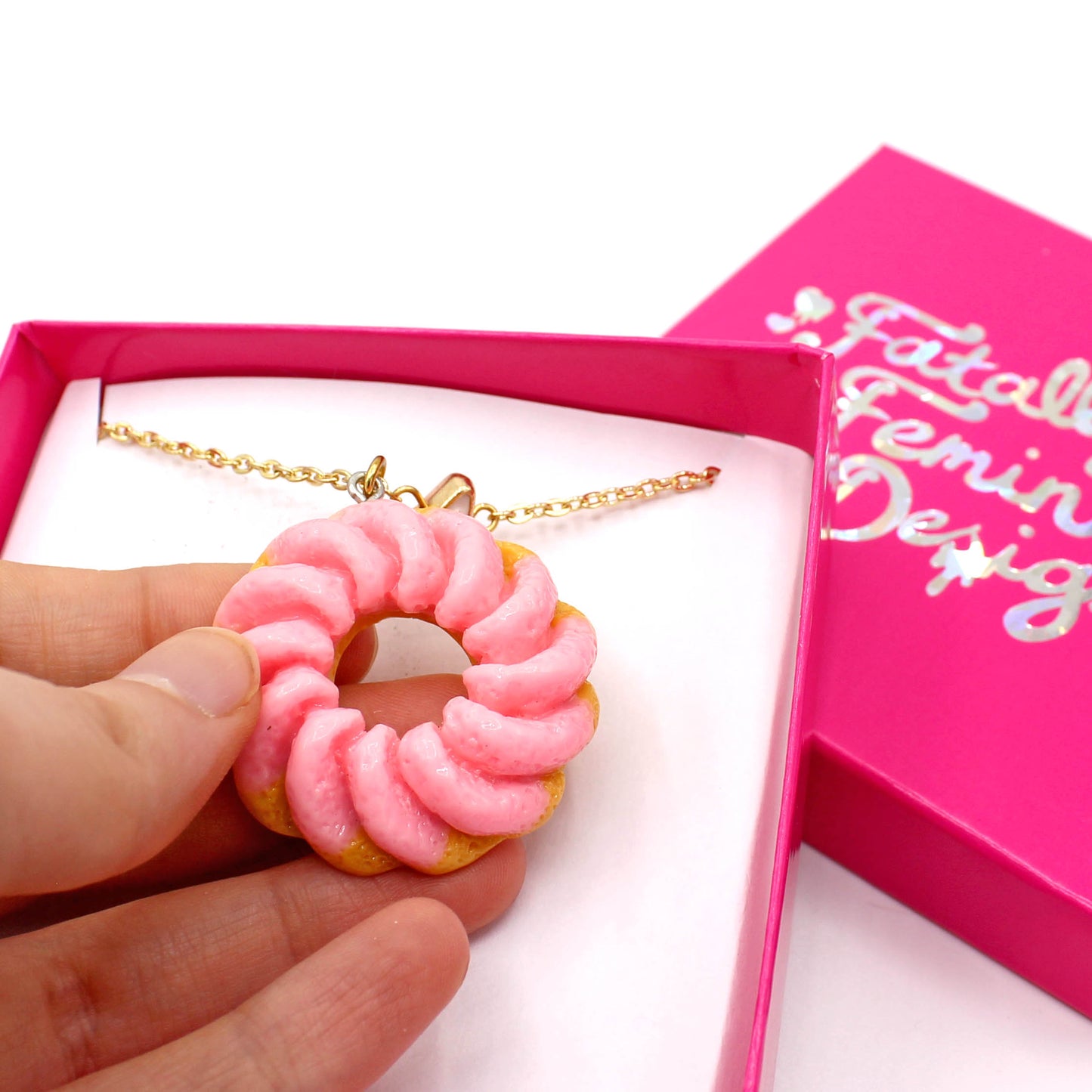 Personalized Donut Initial Cute Charm Jewelry for Women Happy Birthday Necklace Rainbow Pastel Kawaii Birthday Gift for Friend Handmade Gold Pendant