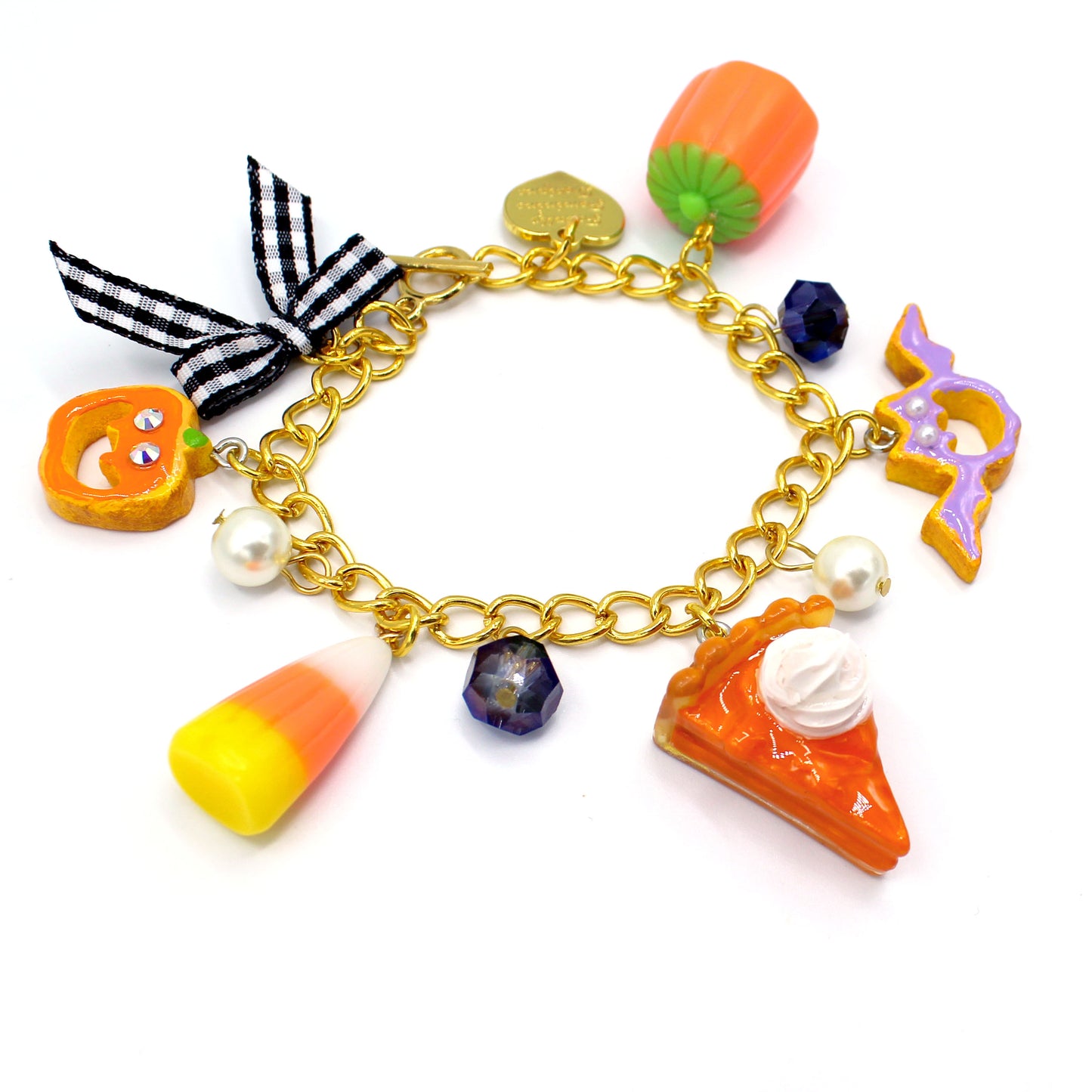 Pumpkin Pie Candy Corn Fall Charm Bracelet - Gold or Silver Cute - Autumn Charm Jewelry - Handmade Fatally Feminine Designs