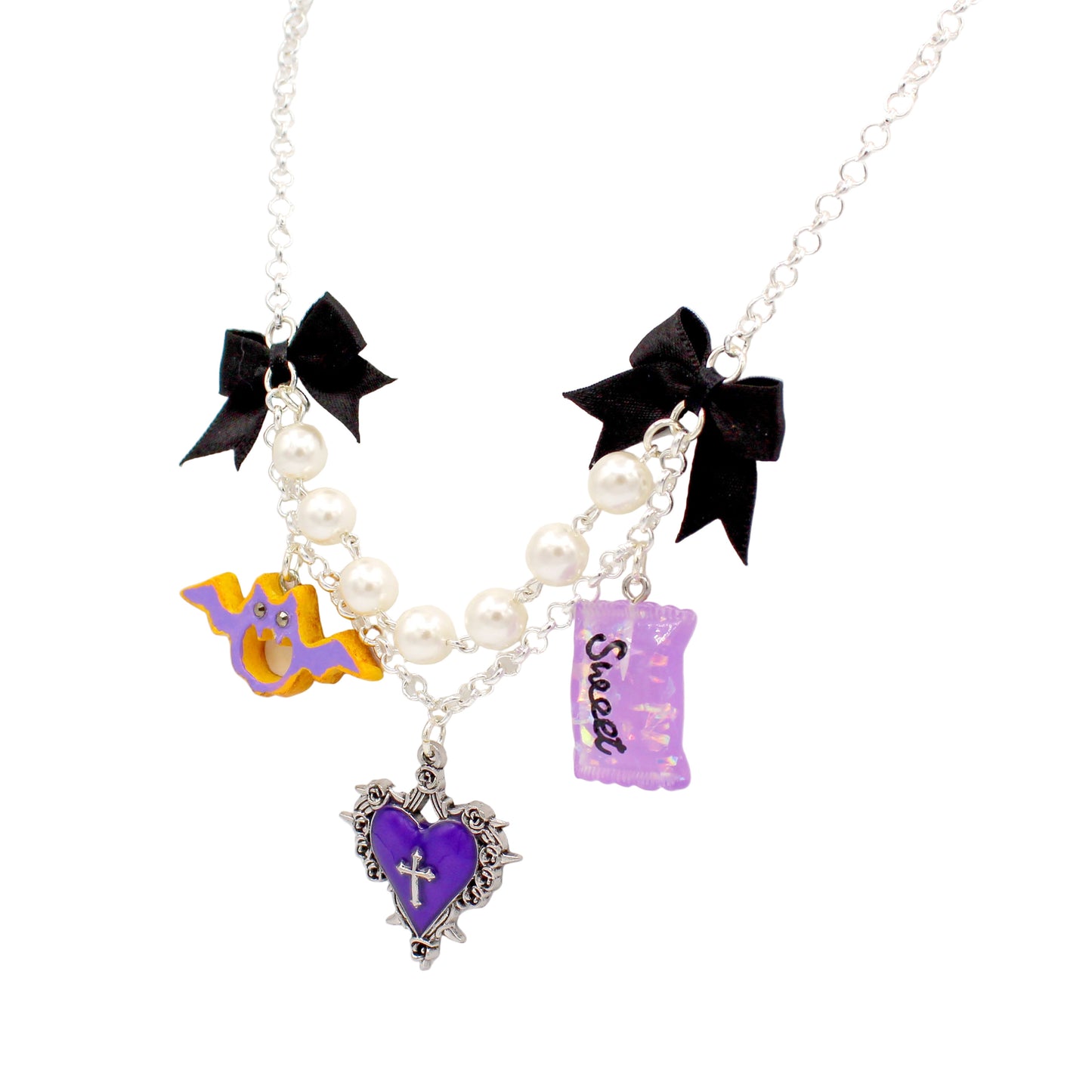 Mini Creepy Cute Statement Necklace, Kawaii Autumn Charm Jewelry, Handmade in the USA