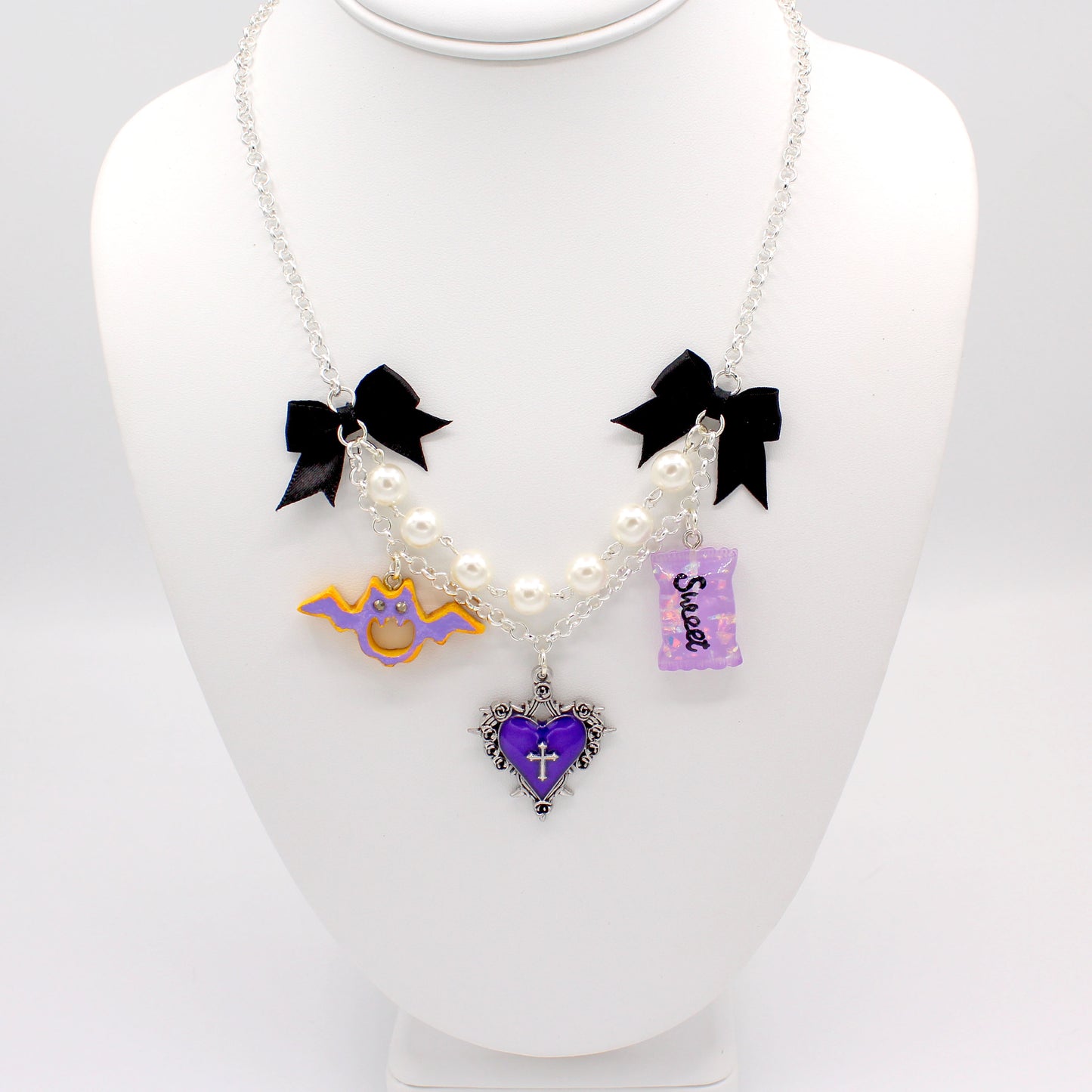Mini Creepy Cute Statement Necklace, Kawaii Autumn Charm Jewelry, Handmade in the USA
