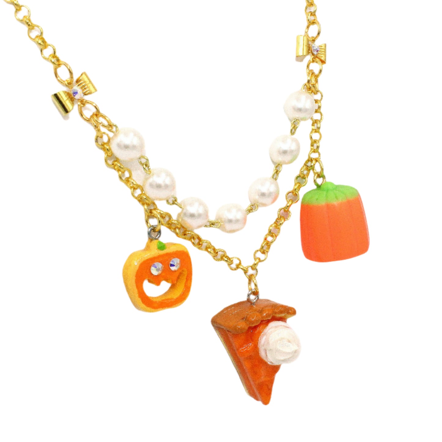 Mini Fall Statement Necklace, Gold or Silver, Cute Autumn Charm Jewelry, Handmade in the USA