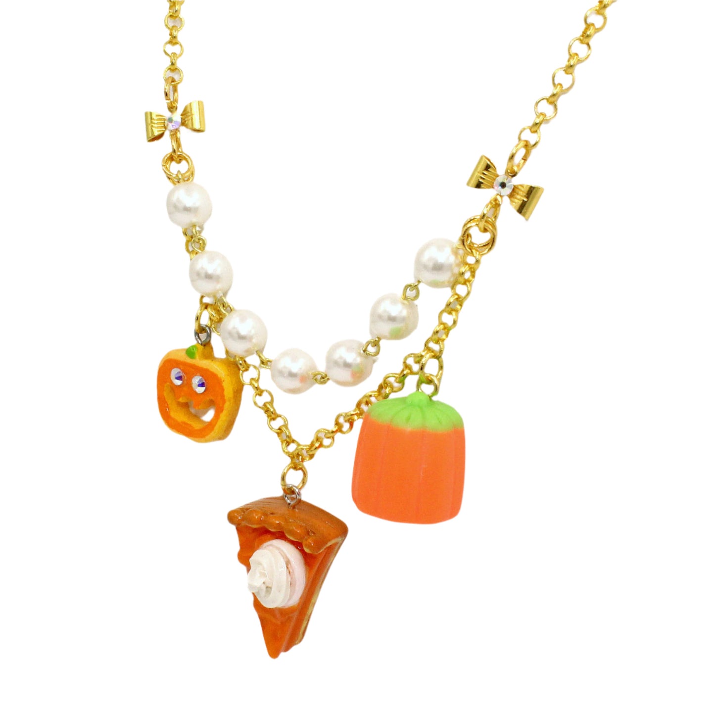 Mini Fall Statement Necklace, Gold or Silver, Cute Autumn Charm Jewelry, Handmade in the USA