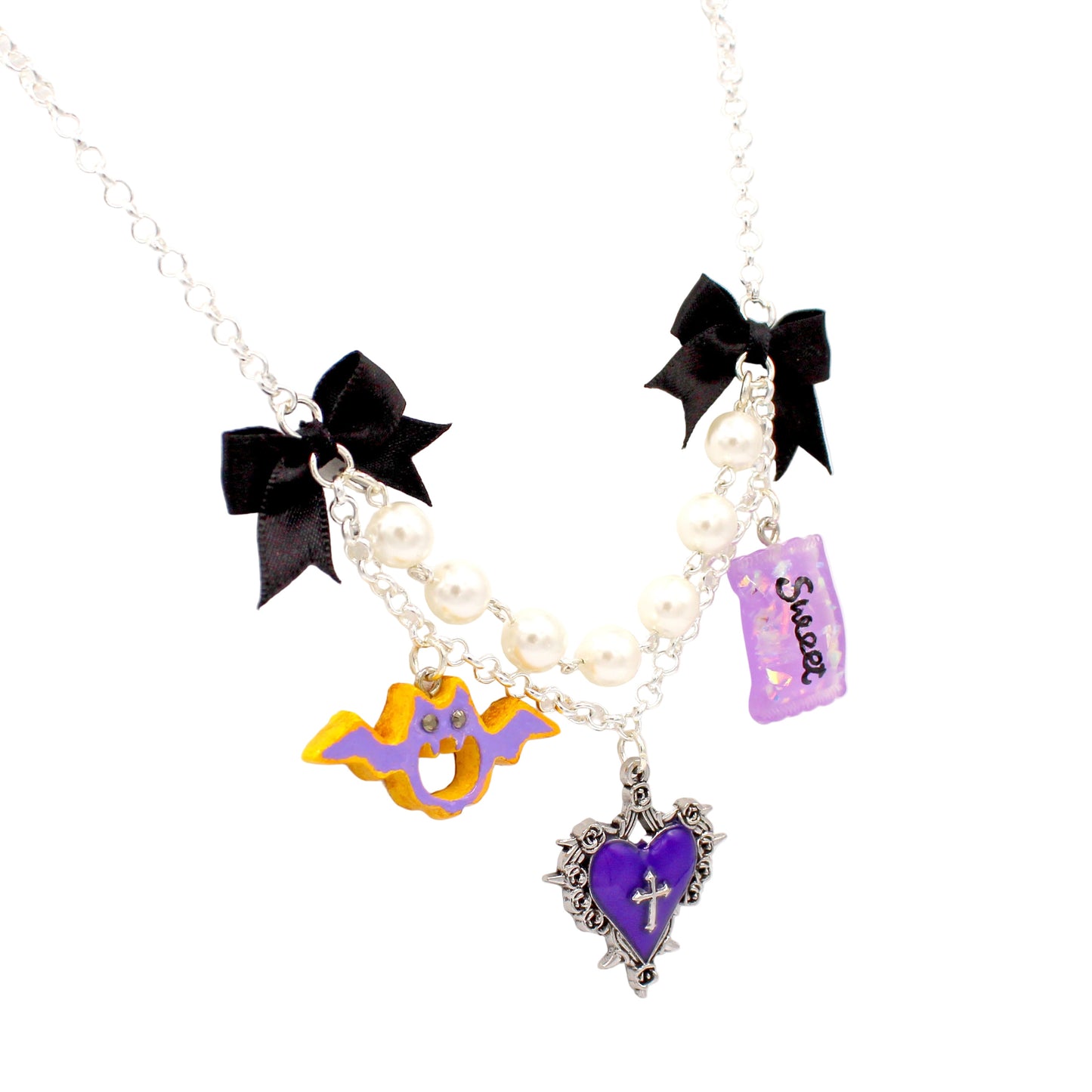 Mini Creepy Cute Statement Necklace, Kawaii Autumn Charm Jewelry, Handmade in the USA