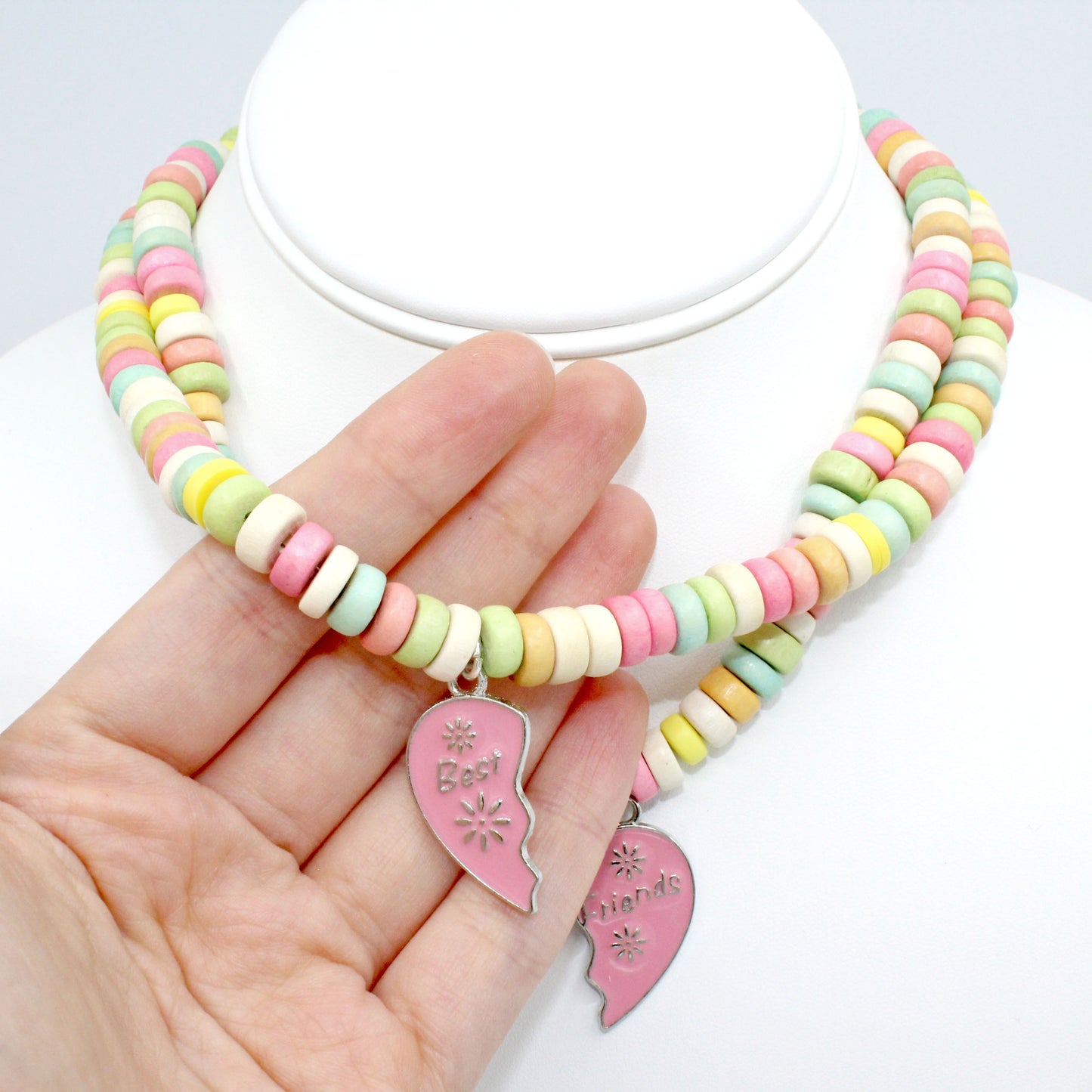 BFF Set Rainbow Faux Candy Choker Best Friends Necklaces Kidcore Handmade Cute Charm Jewelry for Women Kawaii Birthday Gift for Best Friend