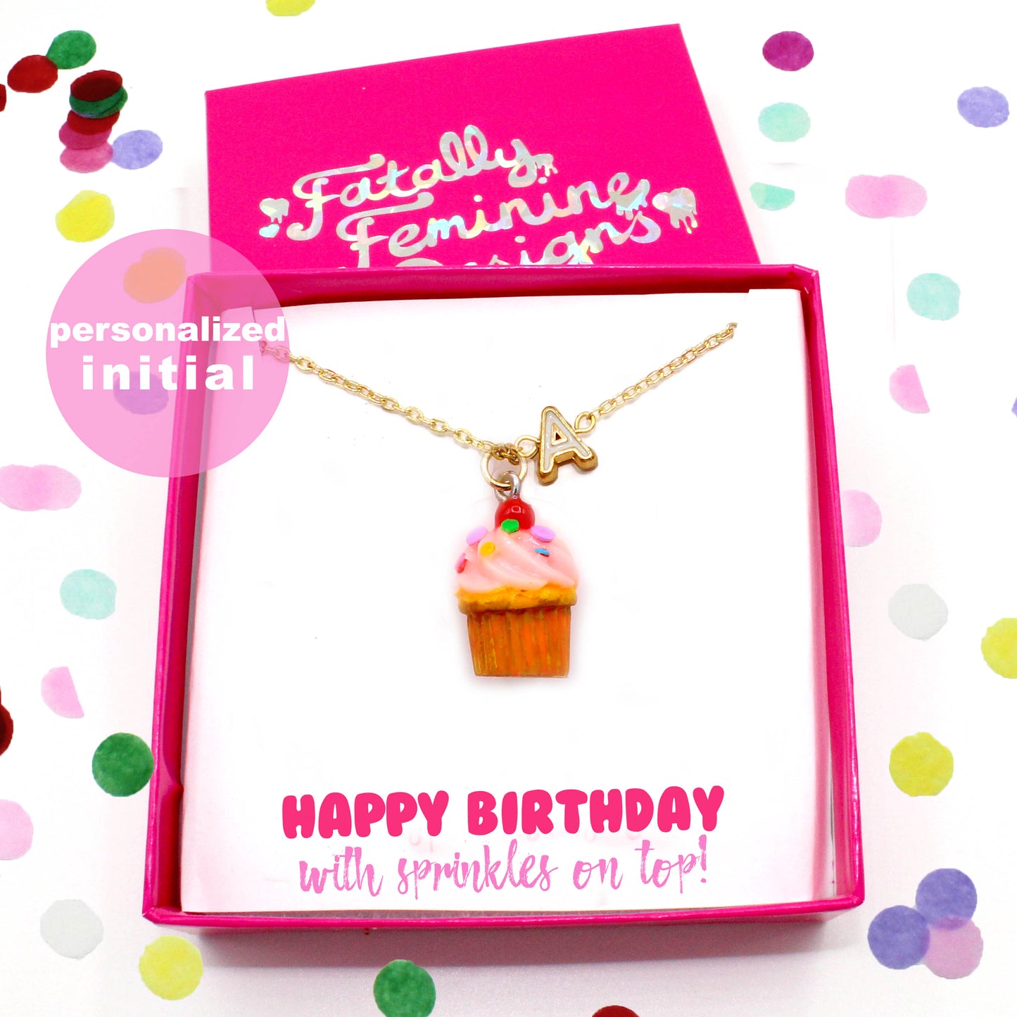 Cute Charm Jewlery For Women Personalized Initial Cupcake Necklace Kawaii Handmade Birthday Gift