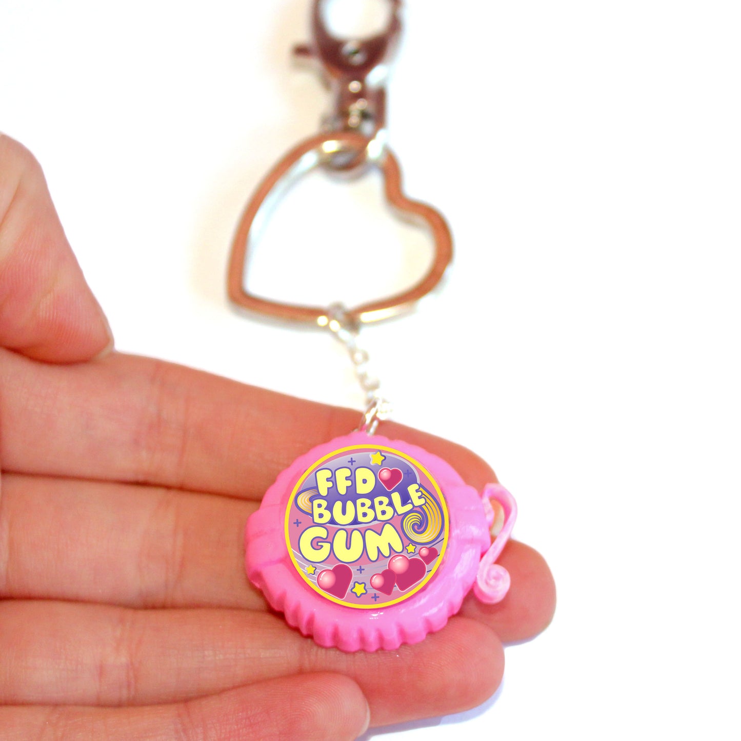 Kawaii Pink Miniature Bubble Gum Heart Keychain - Fatally Feminine Designs