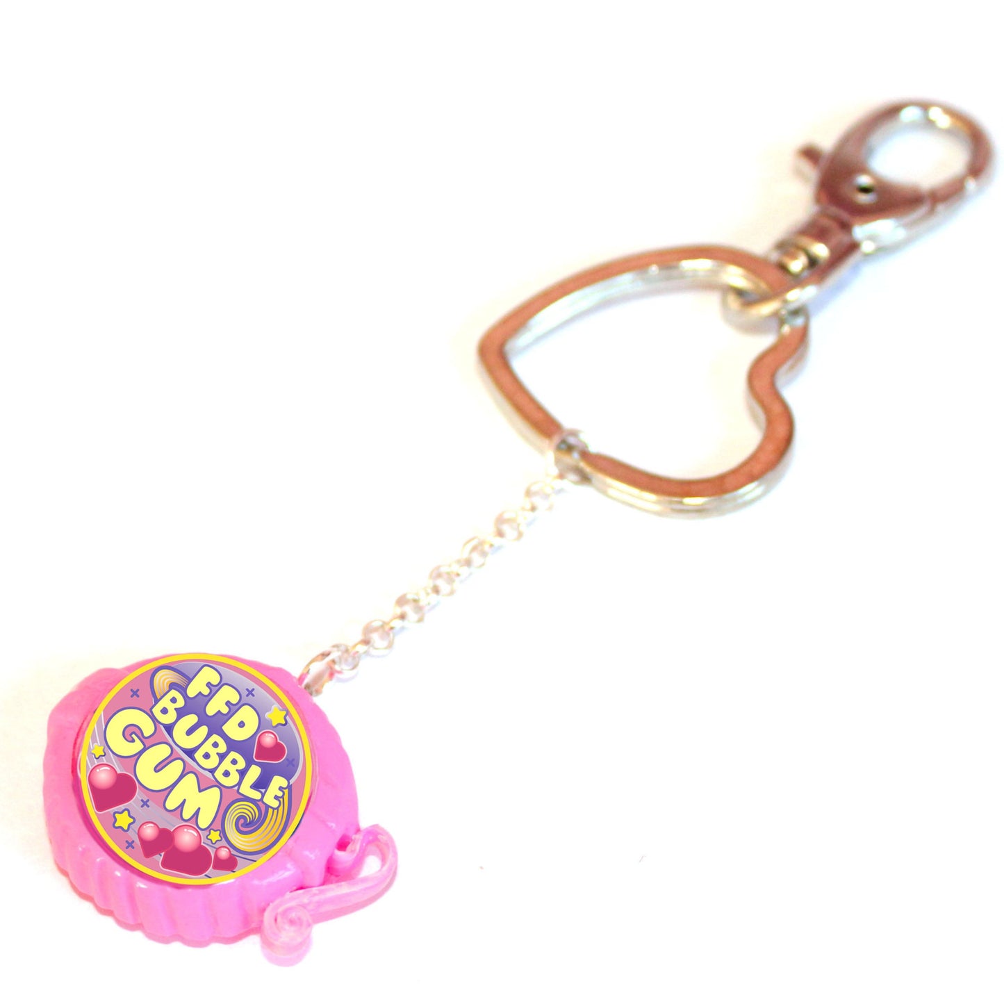 Kawaii Pink Miniature Bubble Gum Heart Keychain - Fatally Feminine Designs