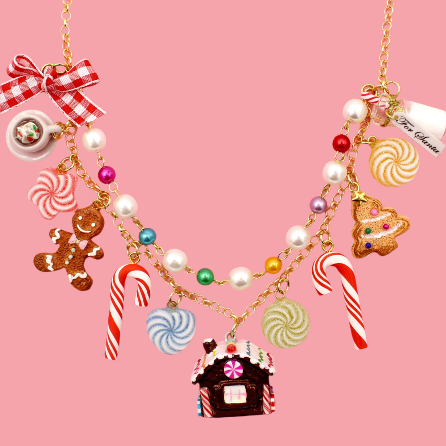 Christmas Statement Necklace, Holiday Charm Necklace - Fatally Feminine Designs