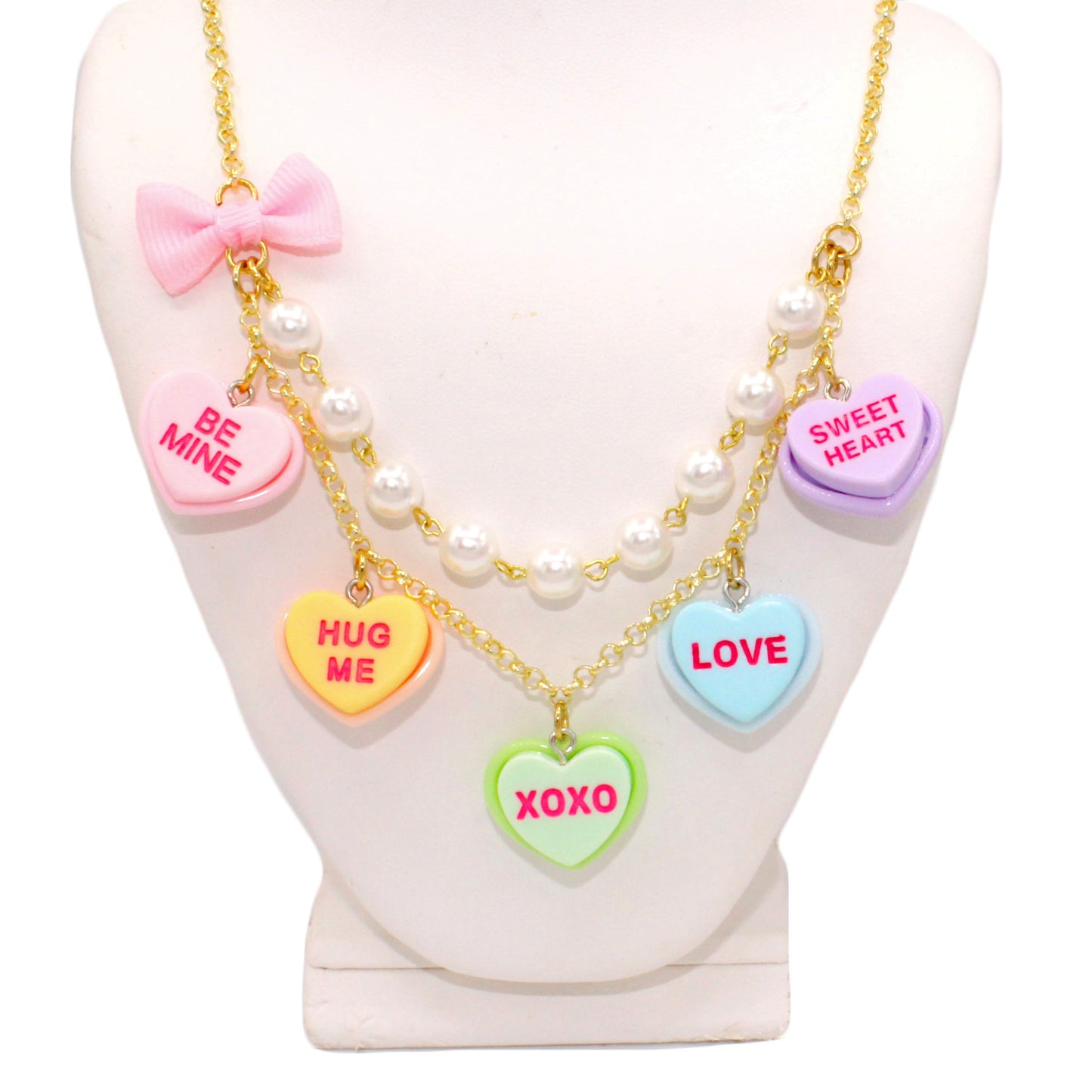 Kawaii Conversation Heart Statement Necklace - Valentine's Day Charm Jewelry - Fatally Feminine Designs