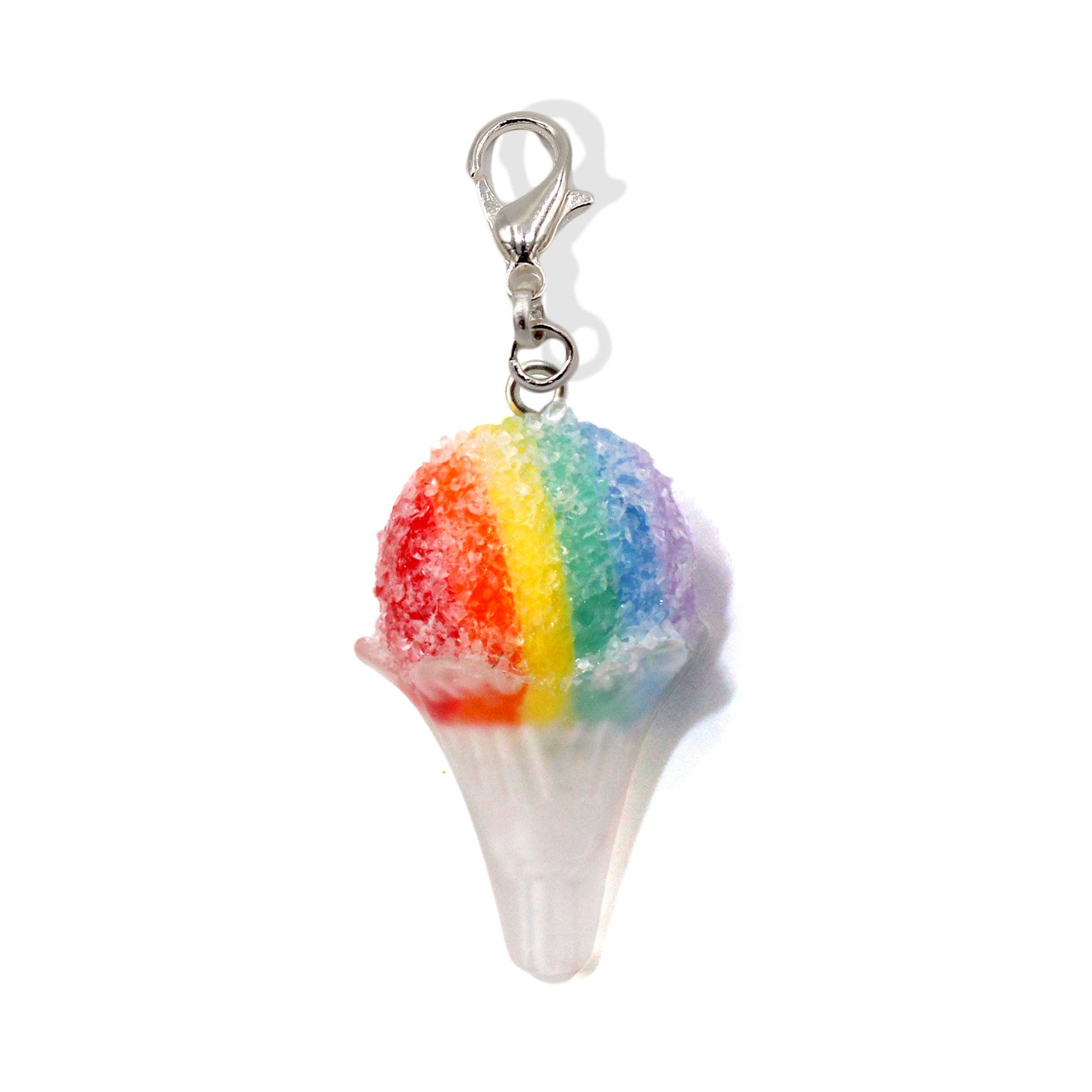 Rainbow Snow Cone Charm, Gold or Silver Finish Lobster Clasp, Handmade in the USA
