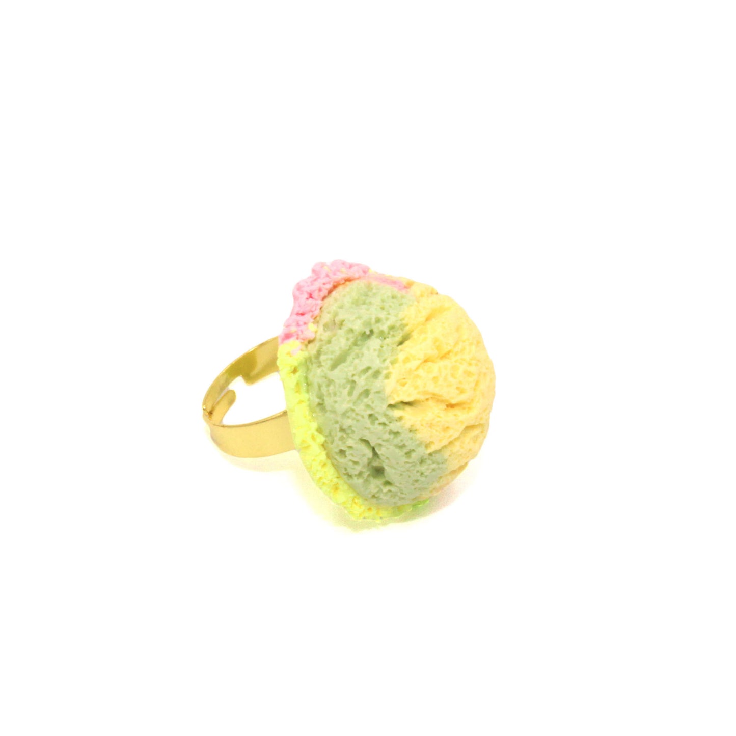 Kawaii Pastel Rainbow Ice Cream Ring - Gold or Silver Adjustable - Fatally Feminine Designs