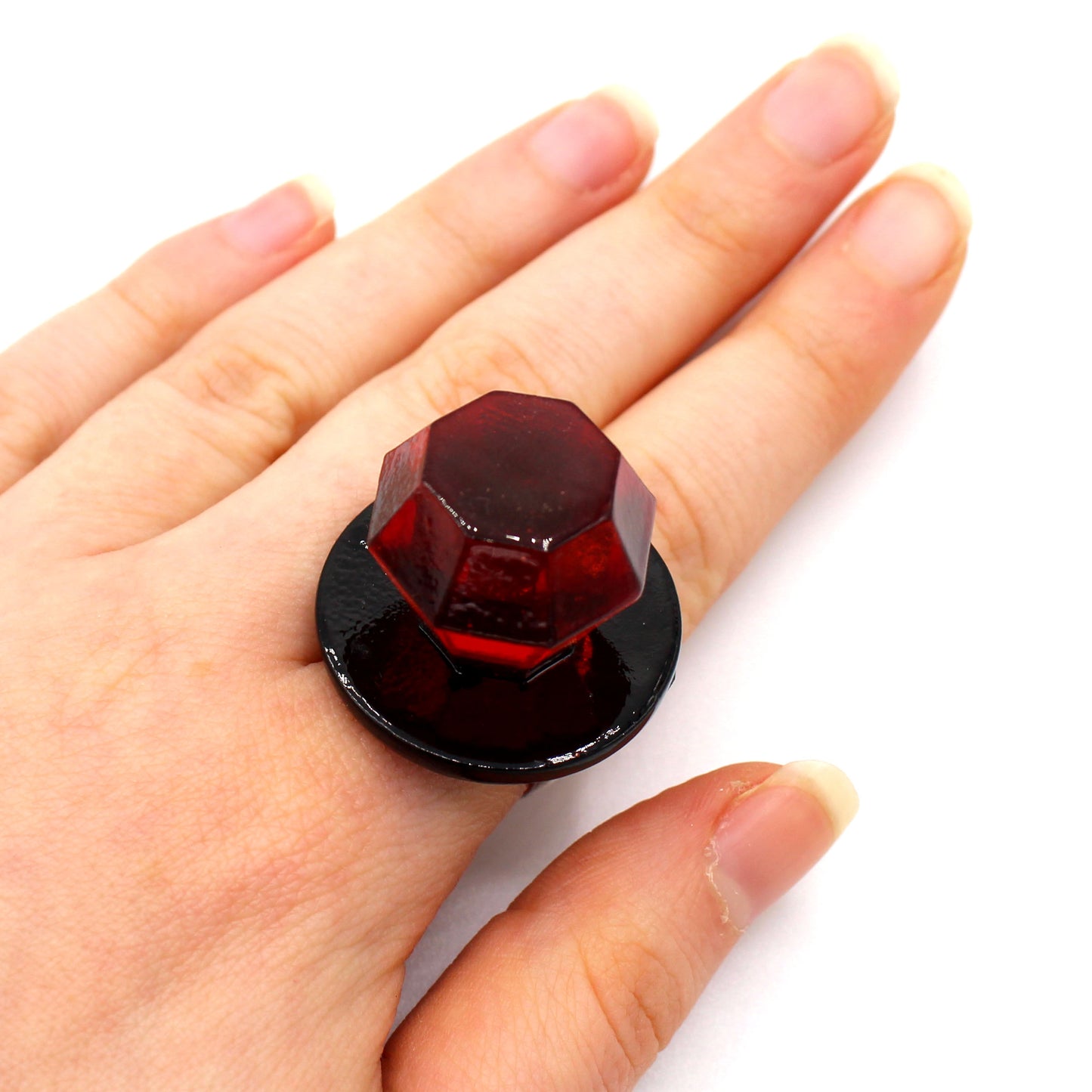 Jewelie Pop Ring Non Traditional Engagement Ring Resin Handmade Jewelry Gift Men Women Red