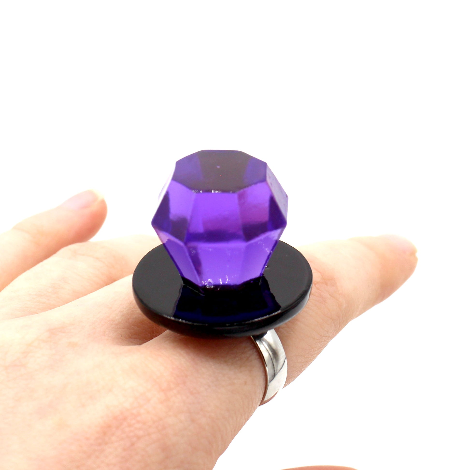 Jewelie Pop Ring Non Traditional Engagement Ring Resin Handmade Jewelry Gift Men Women Purple