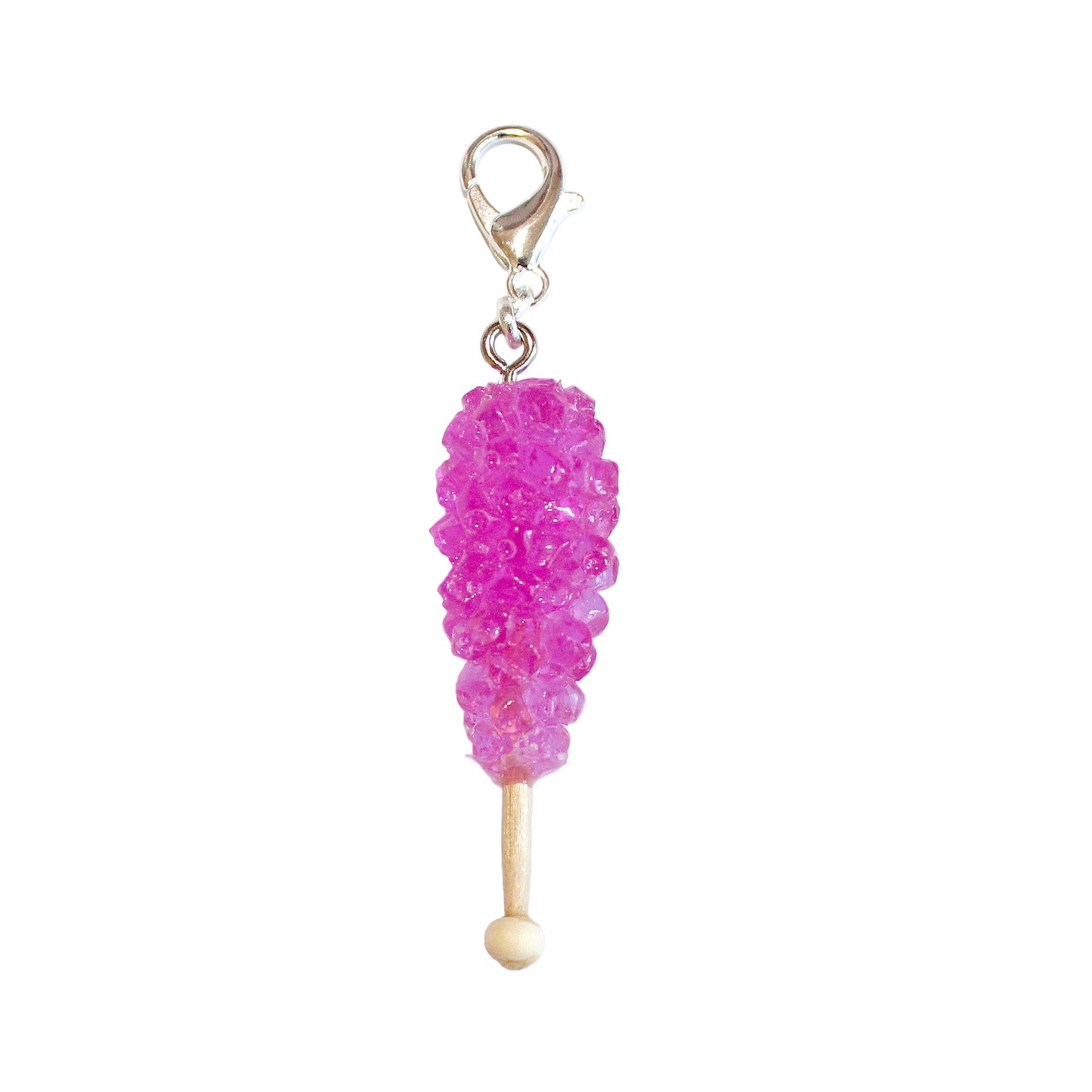 Handmade Resin Pink Rock Candy Charm - Lobster Clasp or Jump Ring Attachment