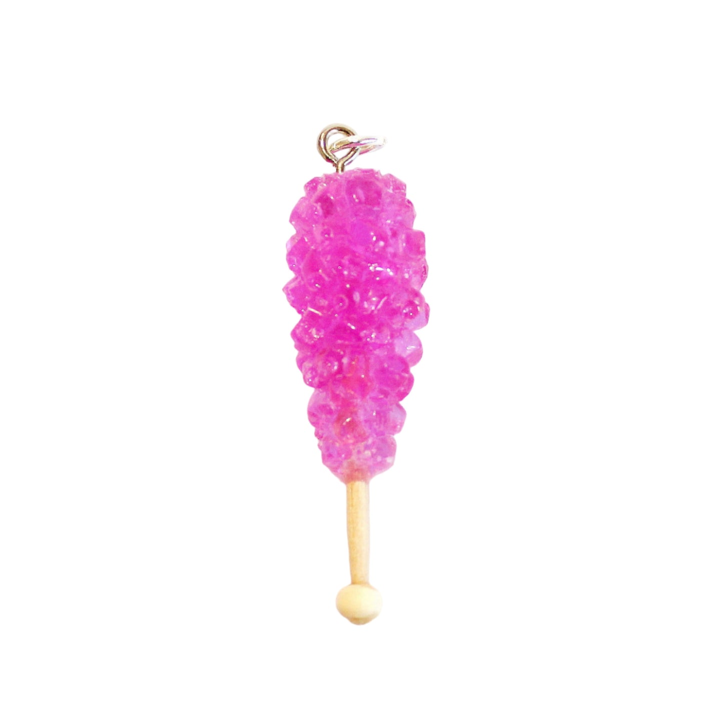 Handmade Resin Pink Rock Candy Charm - Jump Ring Attachment