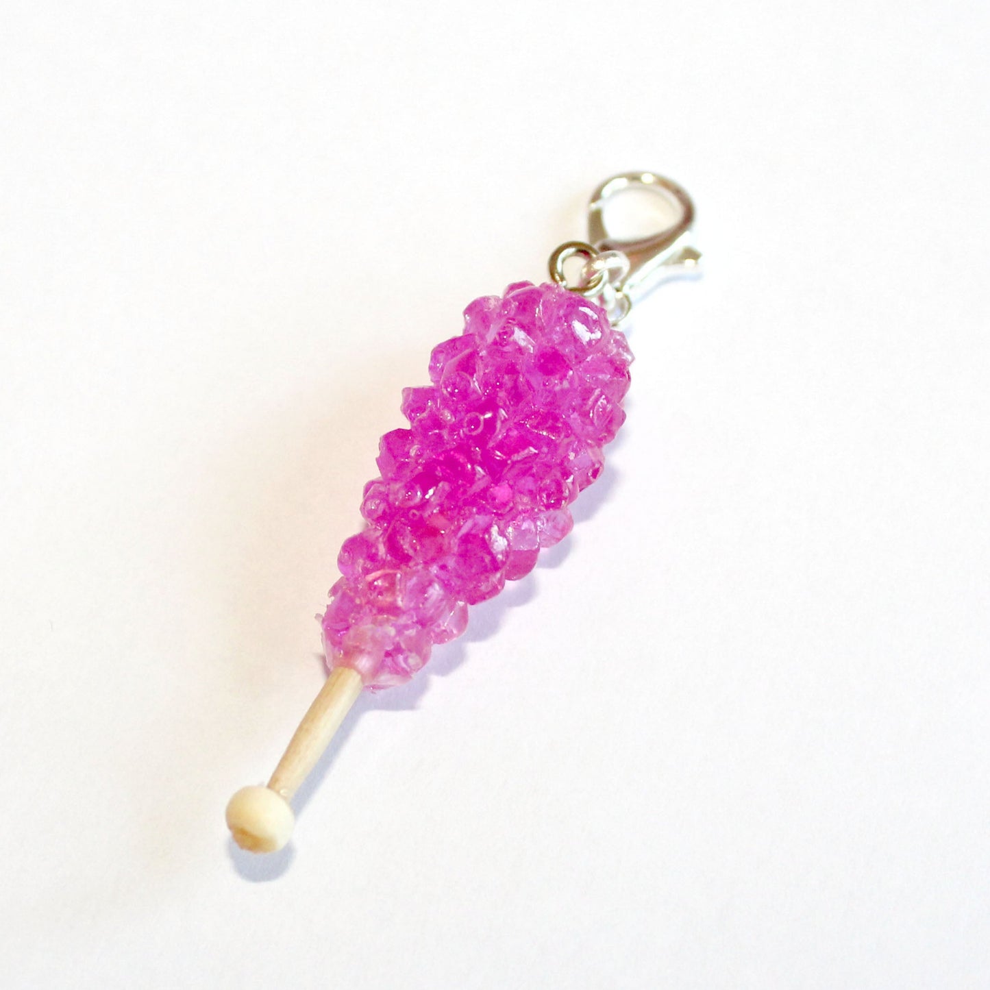 Handmade Pink Resin Rock Candy Charm - Lobster Clasp Attachment