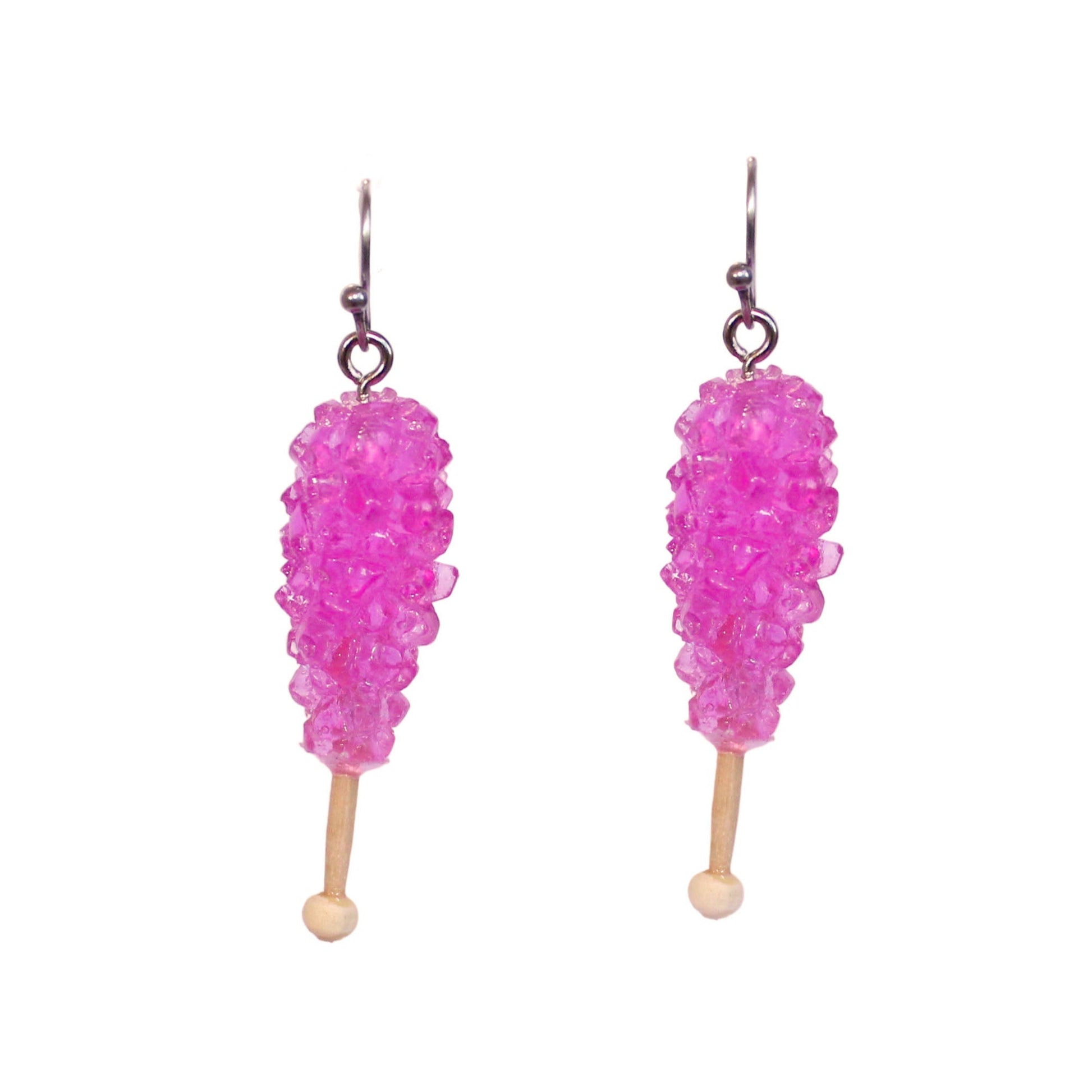 Pink Rock Candy Charm Statement Earrings Handmade in the USA by Fatally Feminine