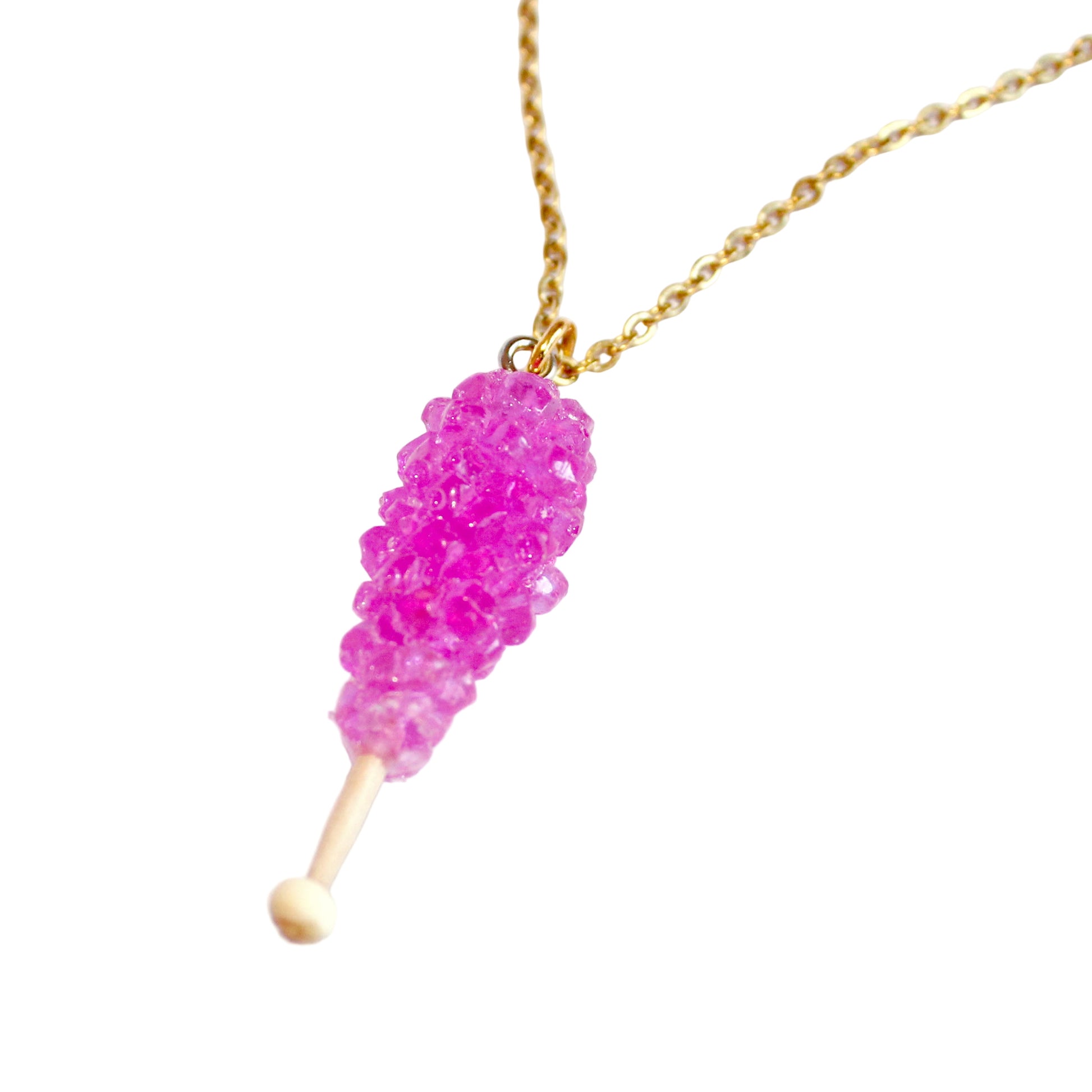 Pink Rock Candy Charm Necklace Handmade in the USA by Fatally Feminine