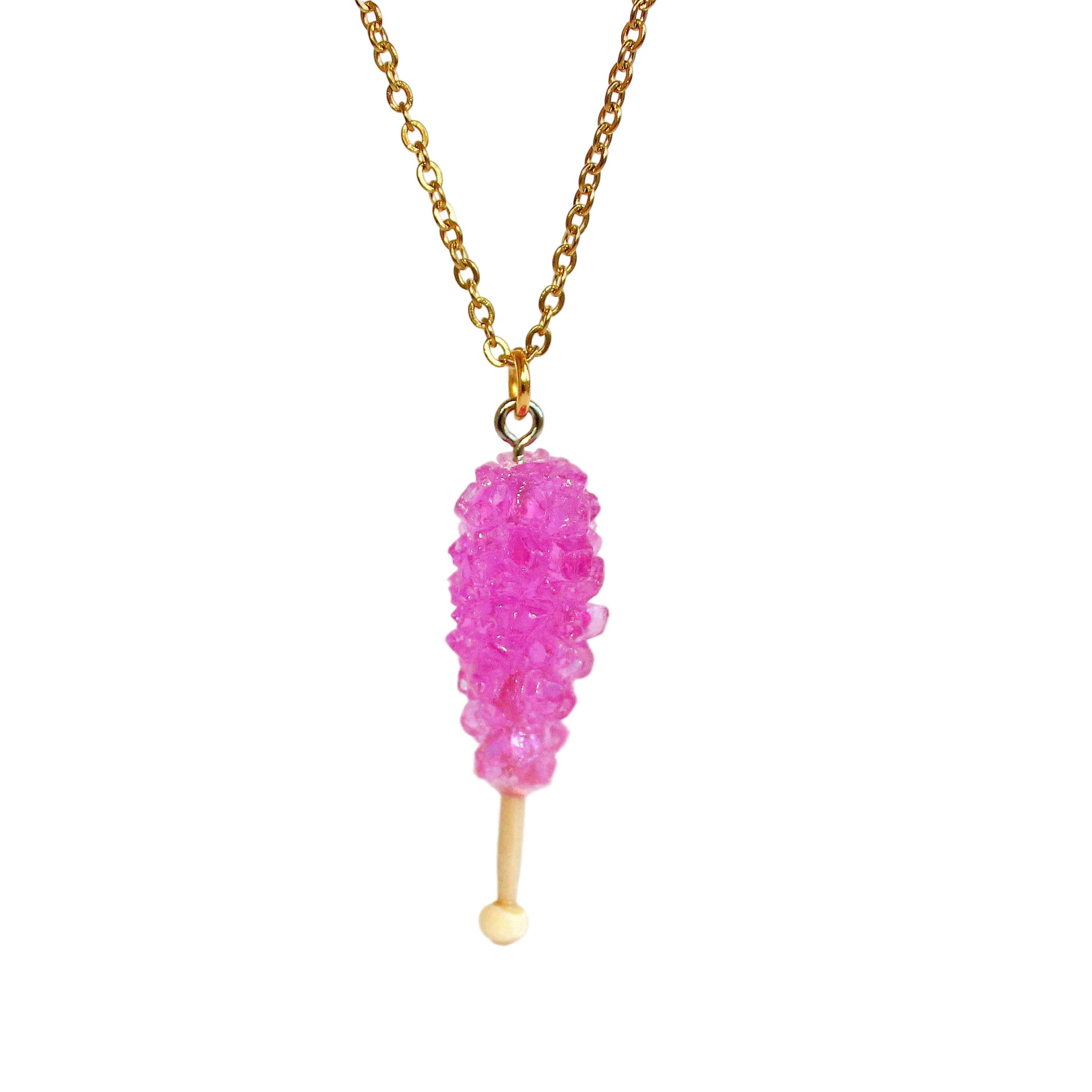 Pink Rock Candy Charm Necklace Handmade in the USA by Fatally Feminine