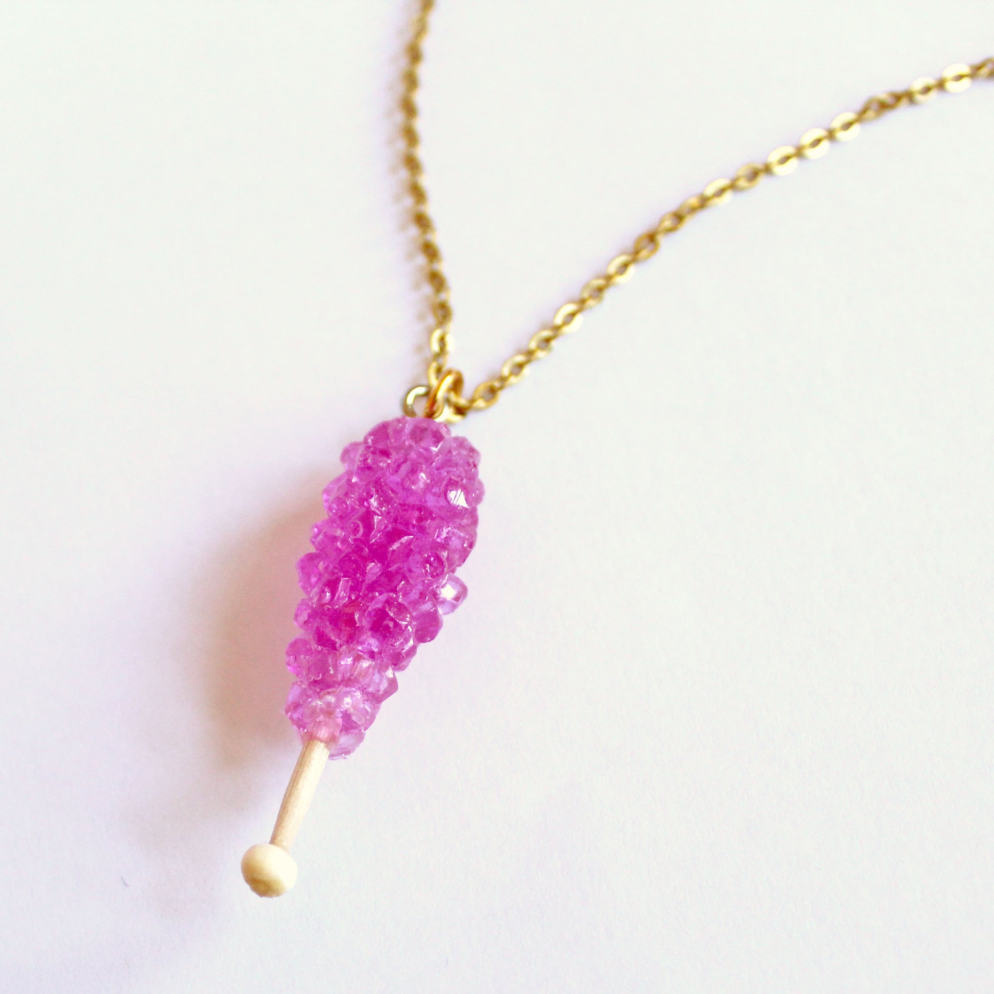 Pink Rock Candy Charm Necklace Handmade in the USA by Fatally Feminine