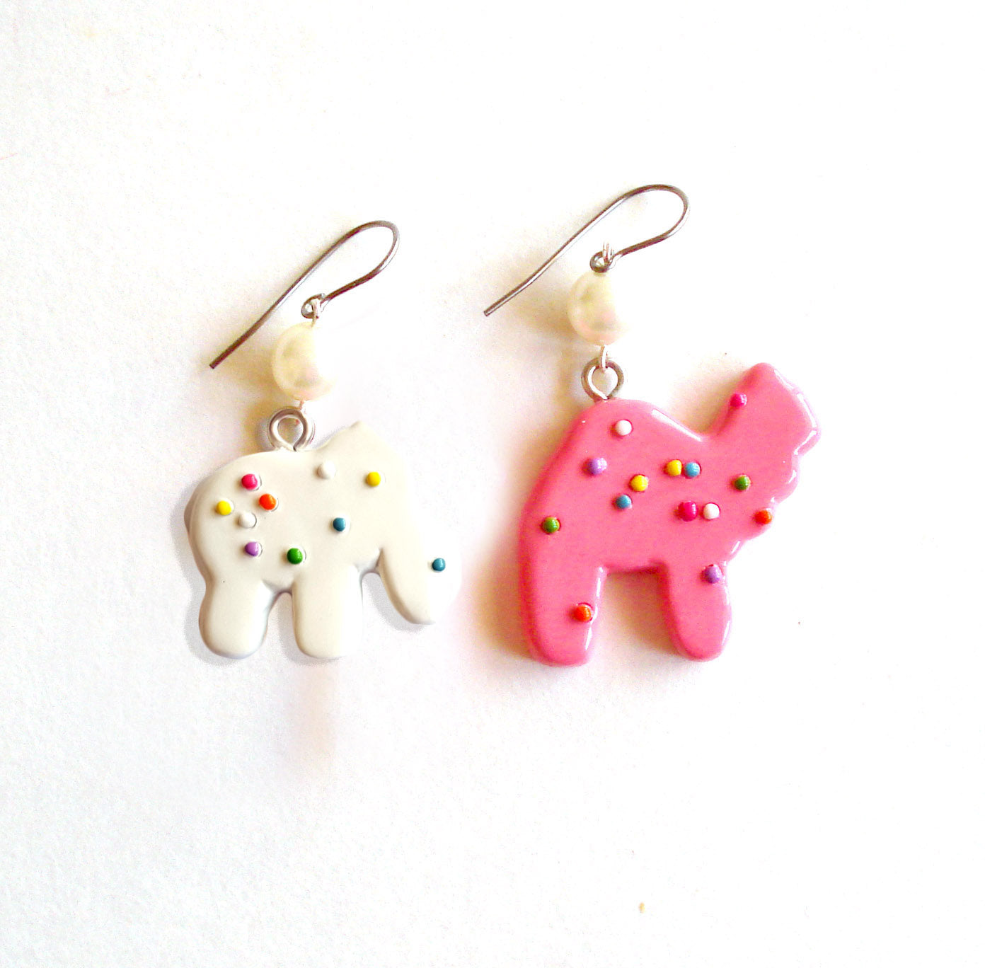 Frosted Circus Animal Cookie Earrings with Pearls