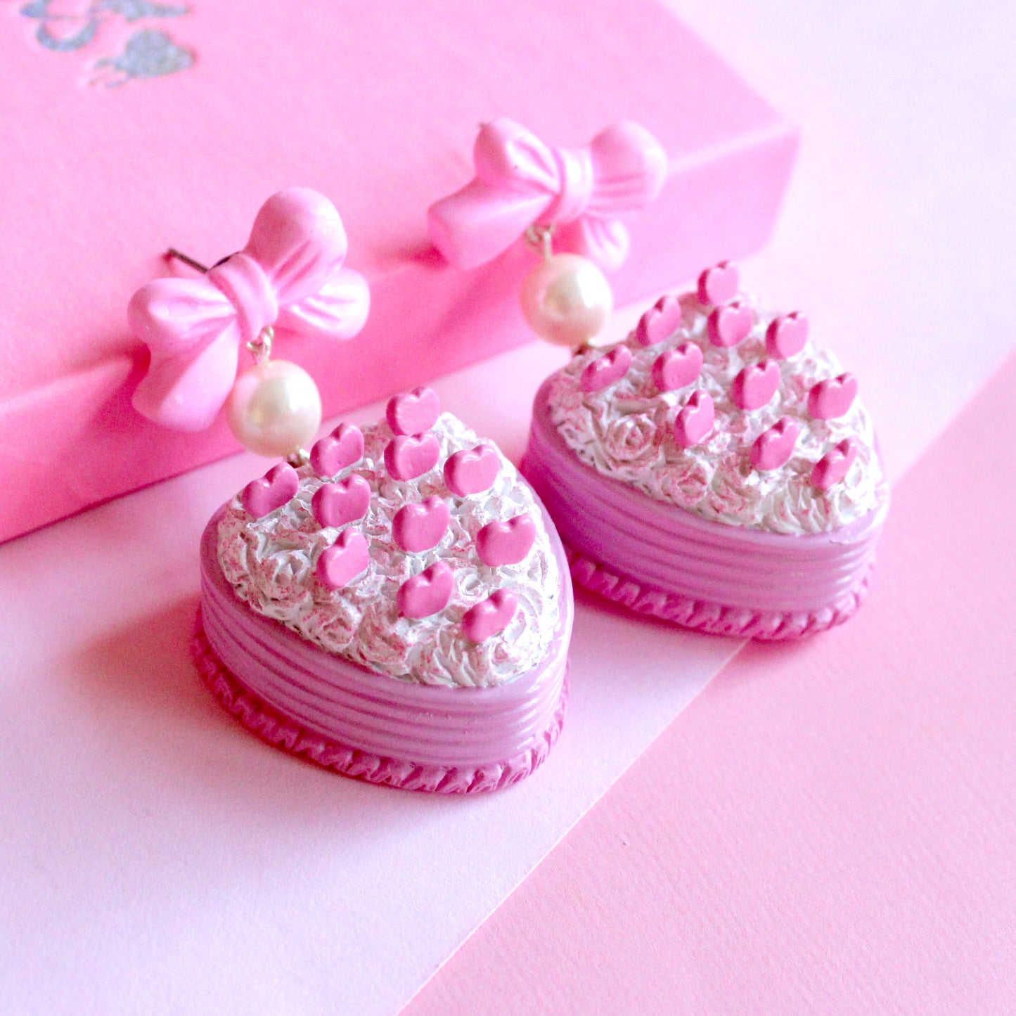 Pink Heart Cake Earrings