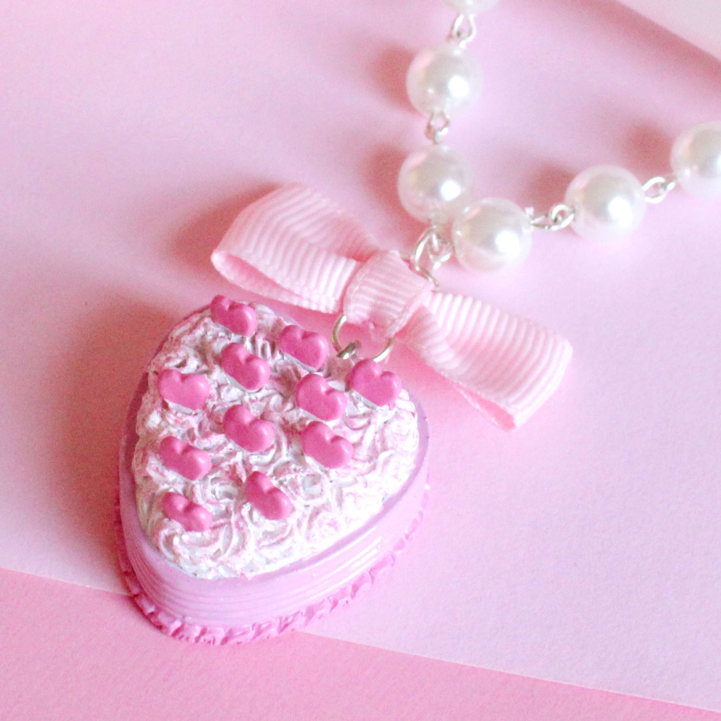 Pink Heart Cake Necklace