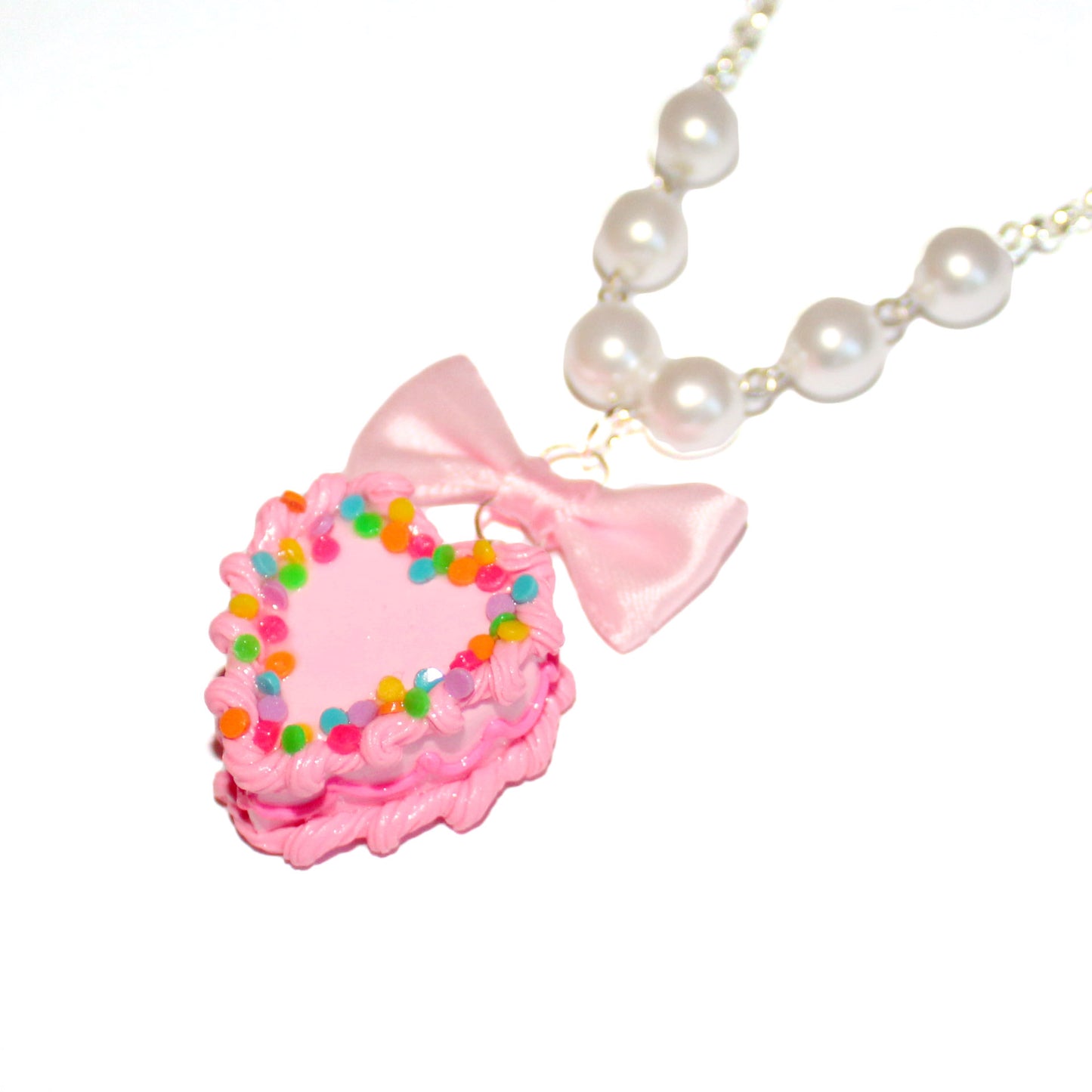 Heart Pink Birthday Cake Necklace