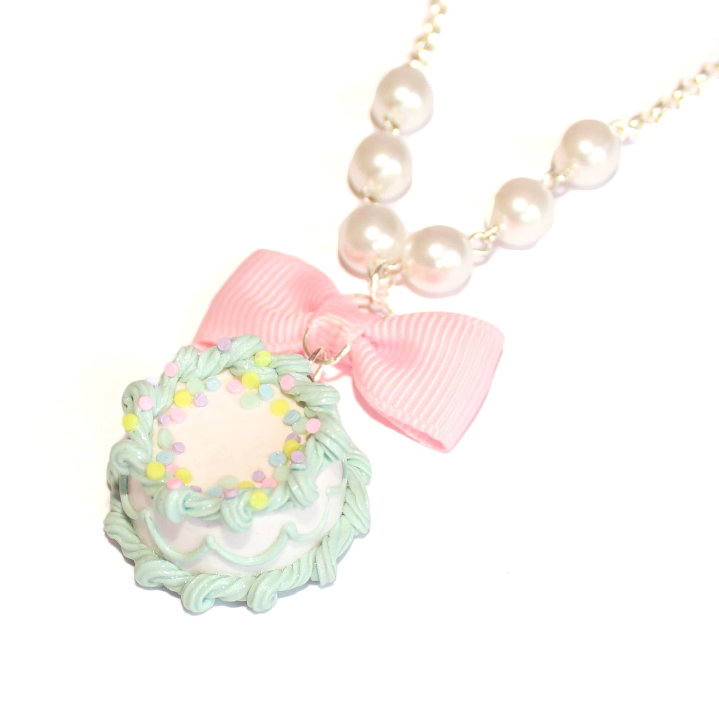 Pastel Mint Green Birthday Cake Necklace