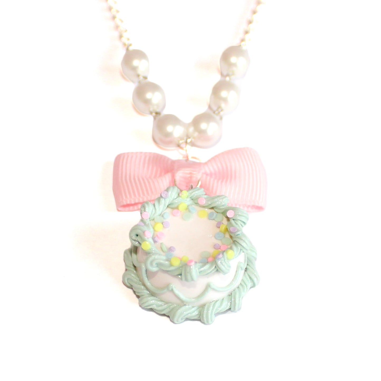 Pastel Mint Green Birthday Cake Necklace