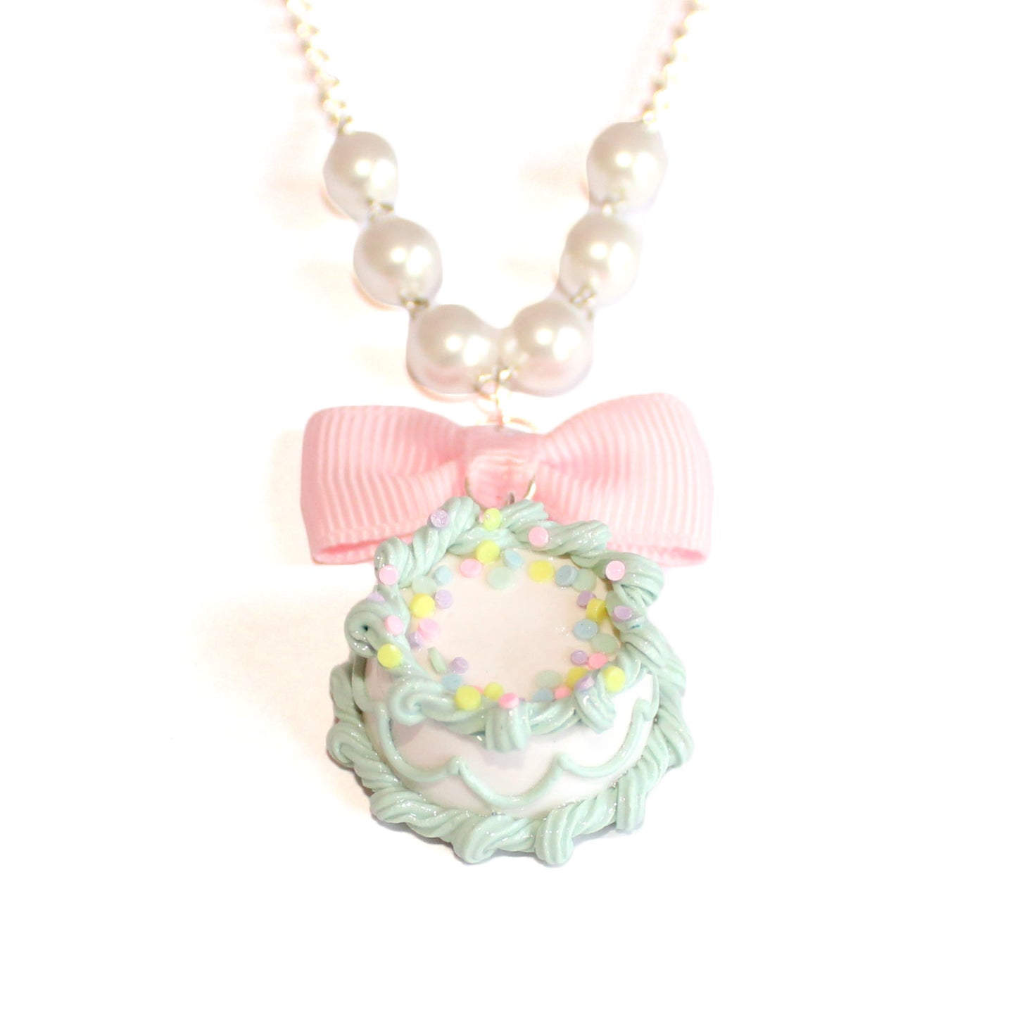 Pastel Mint Green Birthday Cake Necklace