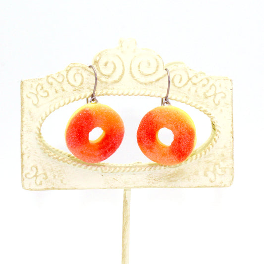 Gummy Peach Ring Earrings - Gold or Silver - Fatally Feminine Designs
