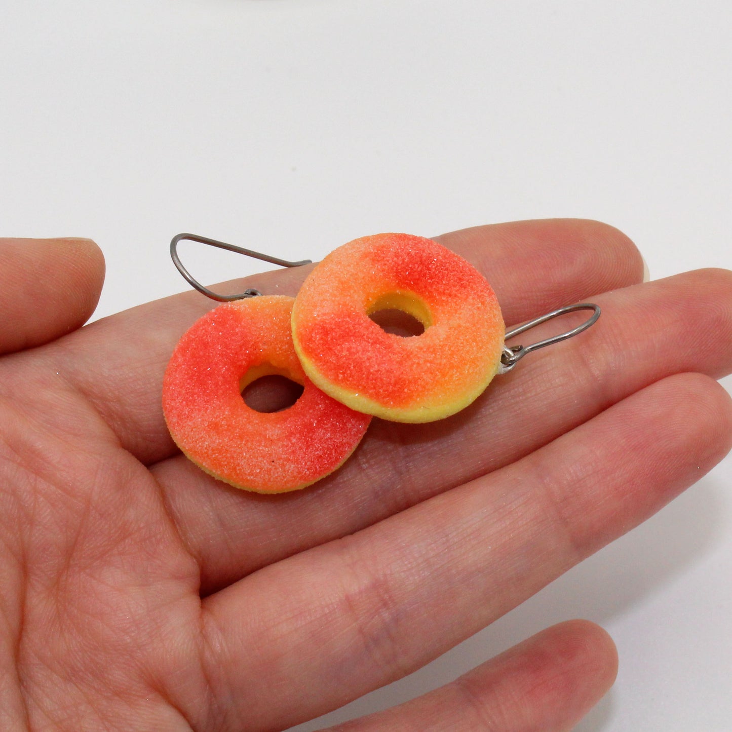 Gummy Peach Ring Earrings - Gold or Silver - Fatally Feminine Designs
