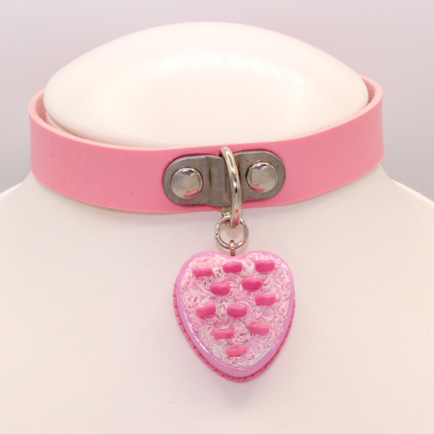 Pink Heart Cake Choker - Vegan Leather