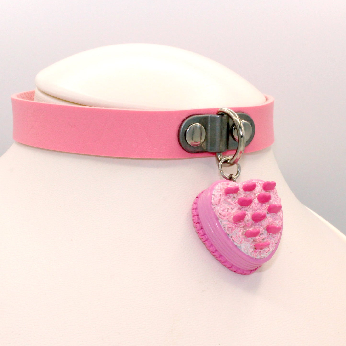 Pink Heart Cake Choker - Vegan Leather