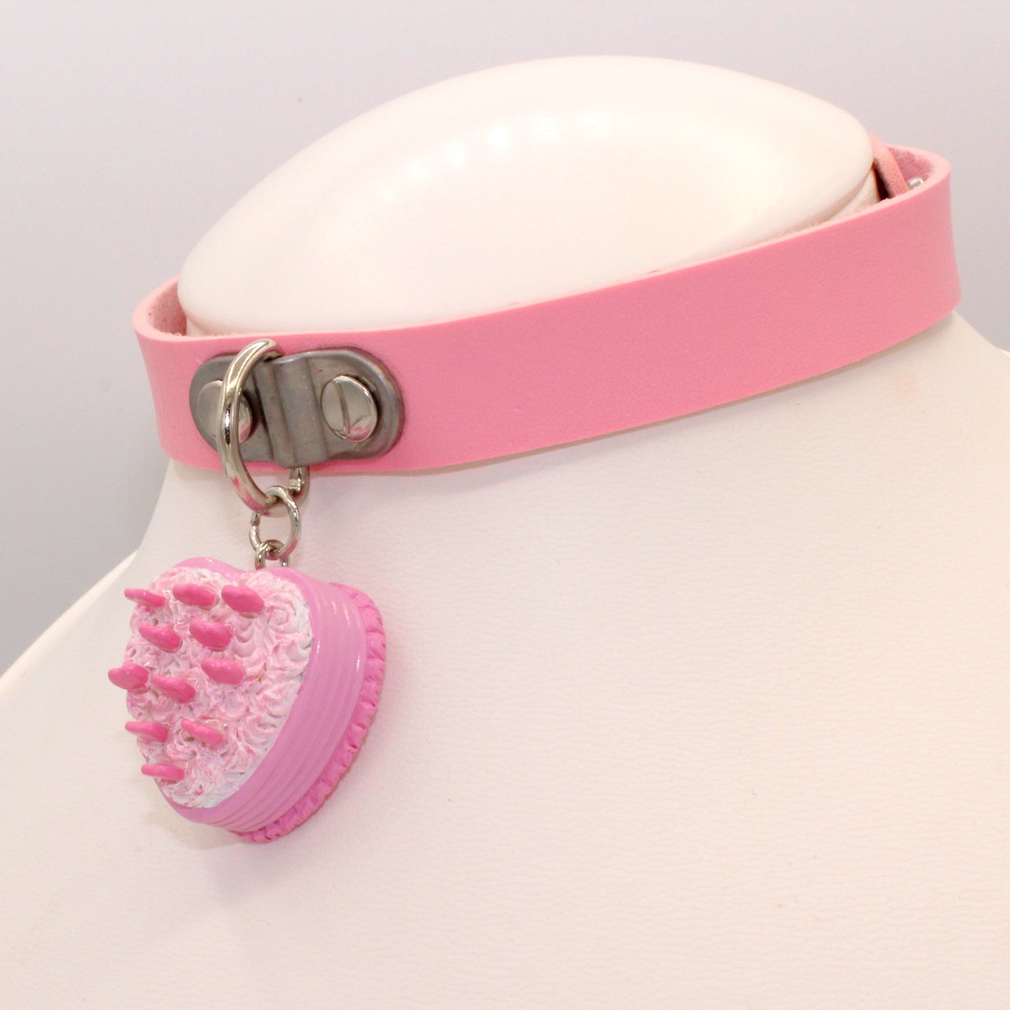 Pink Heart Cake Choker - Vegan Leather