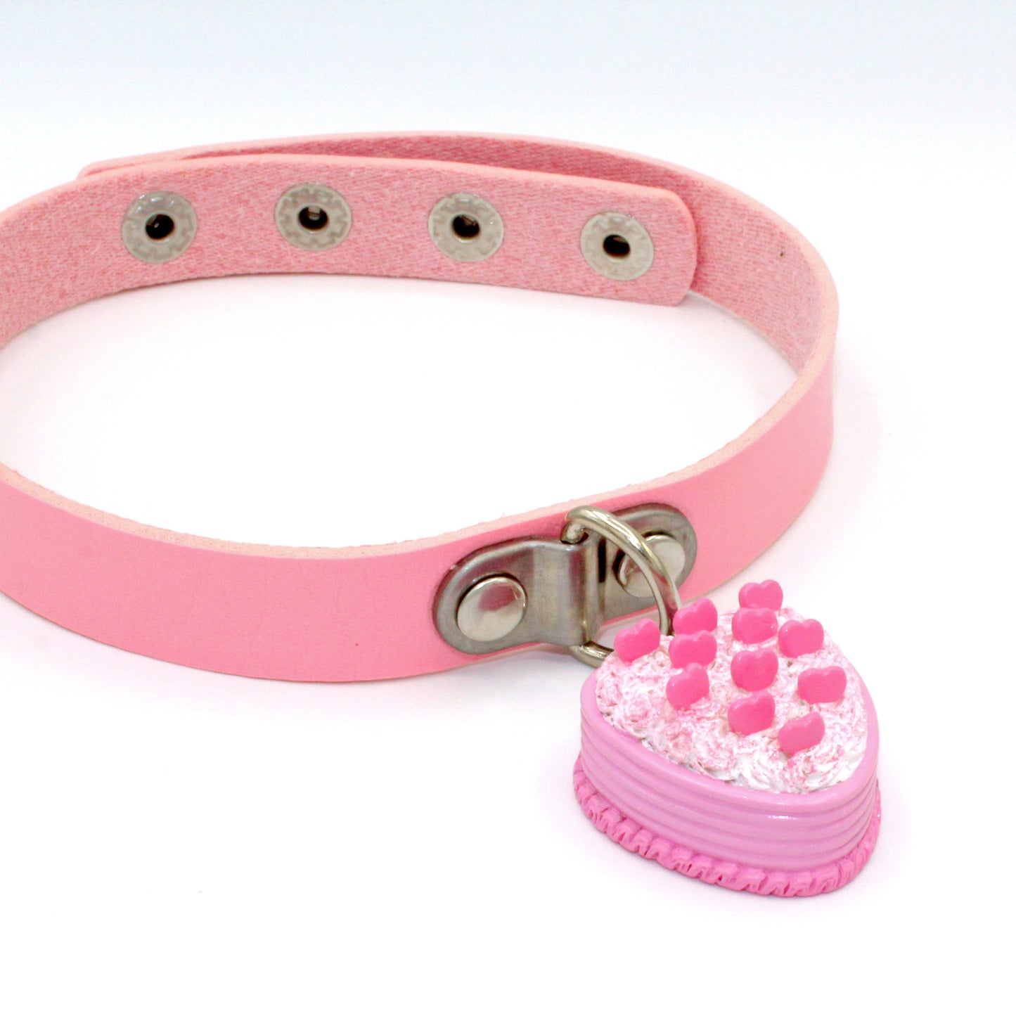 Pink Heart Cake Choker - Vegan Leather