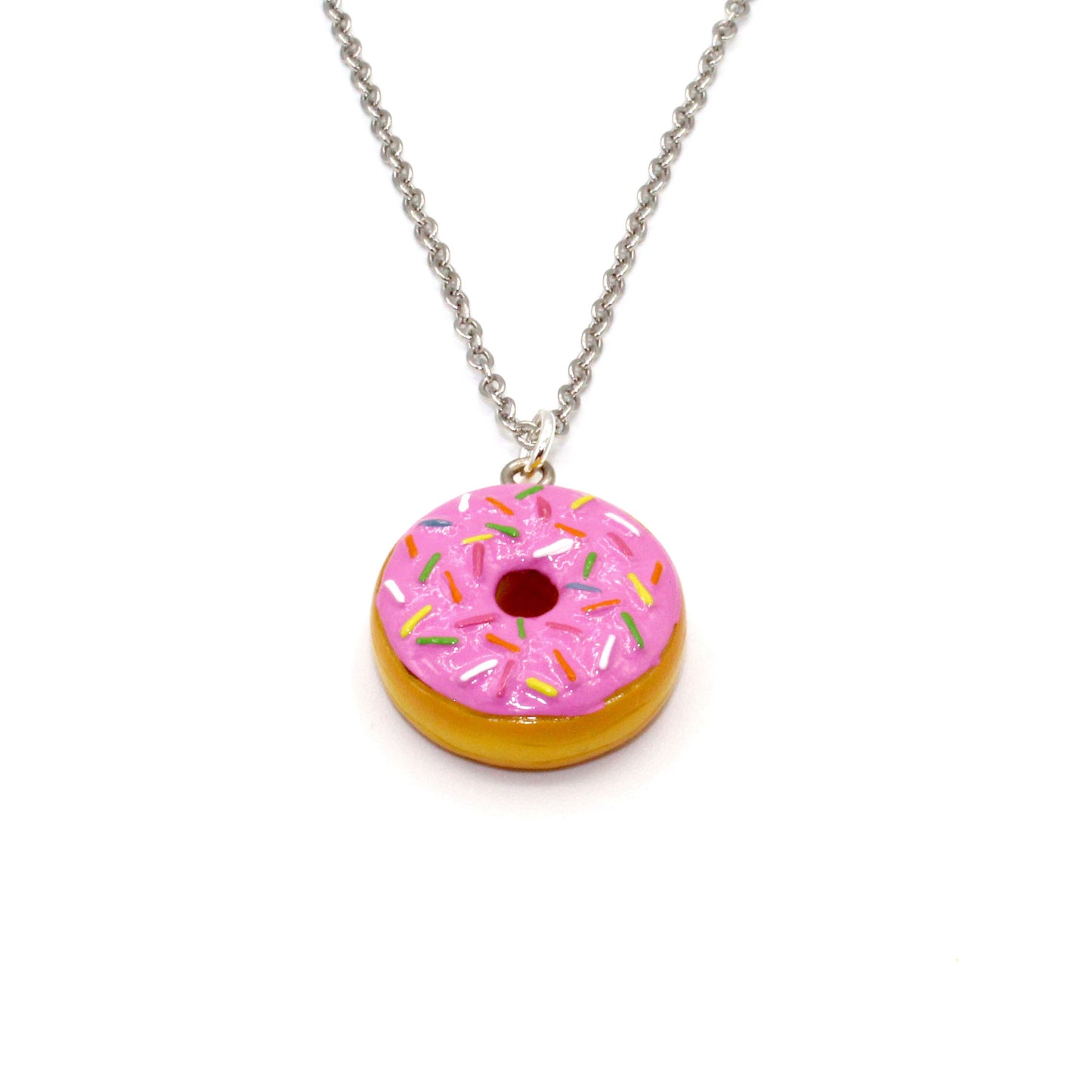 Rainbow Sprinkles Donut Necklace - Pink or Chocolate