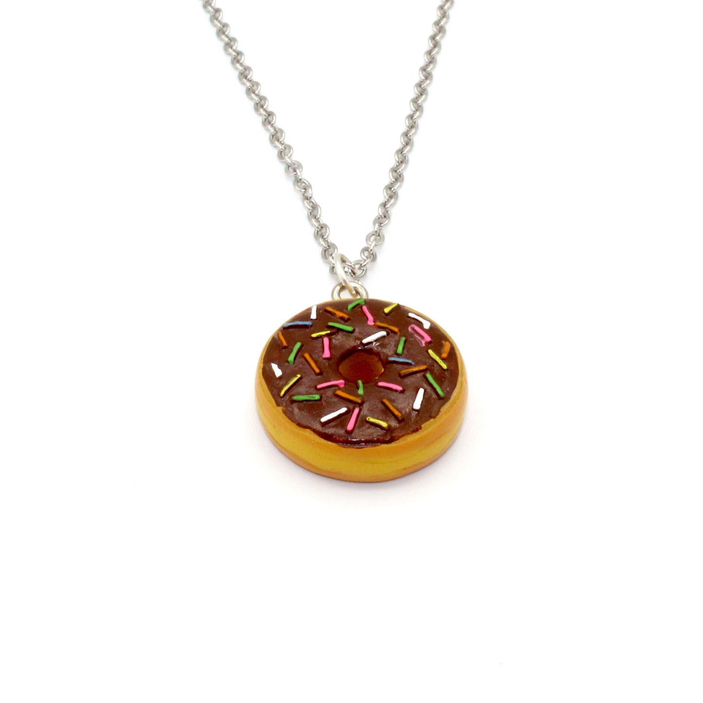 Rainbow Sprinkles Donut Necklace - Pink or Chocolate