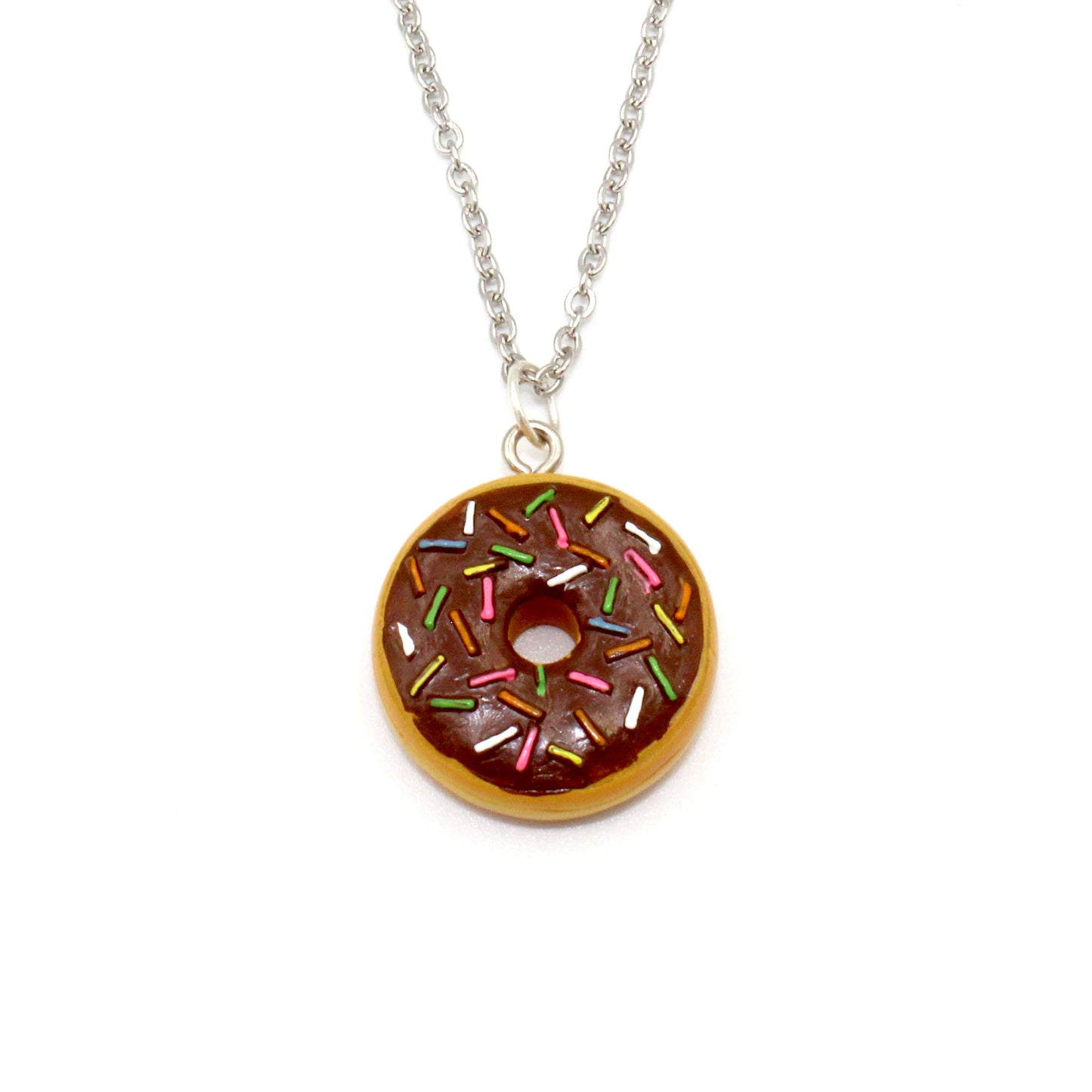 Rainbow Sprinkles Donut Necklace - Pink or Chocolate