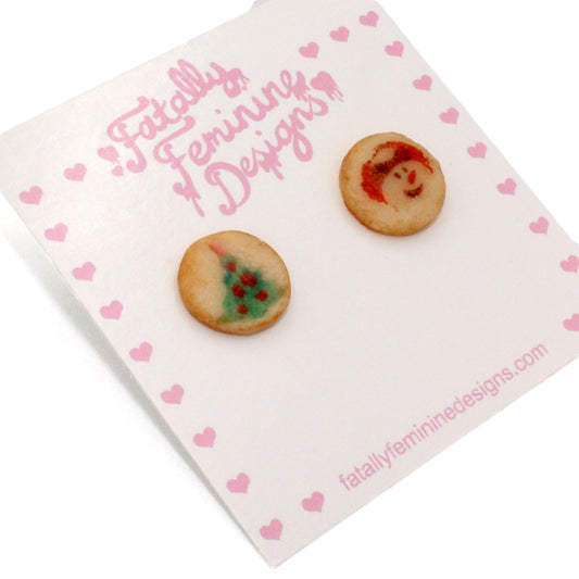 Asymmetrical Sugar Cookie Stud Earrings - Limited Edition Holiday Collection