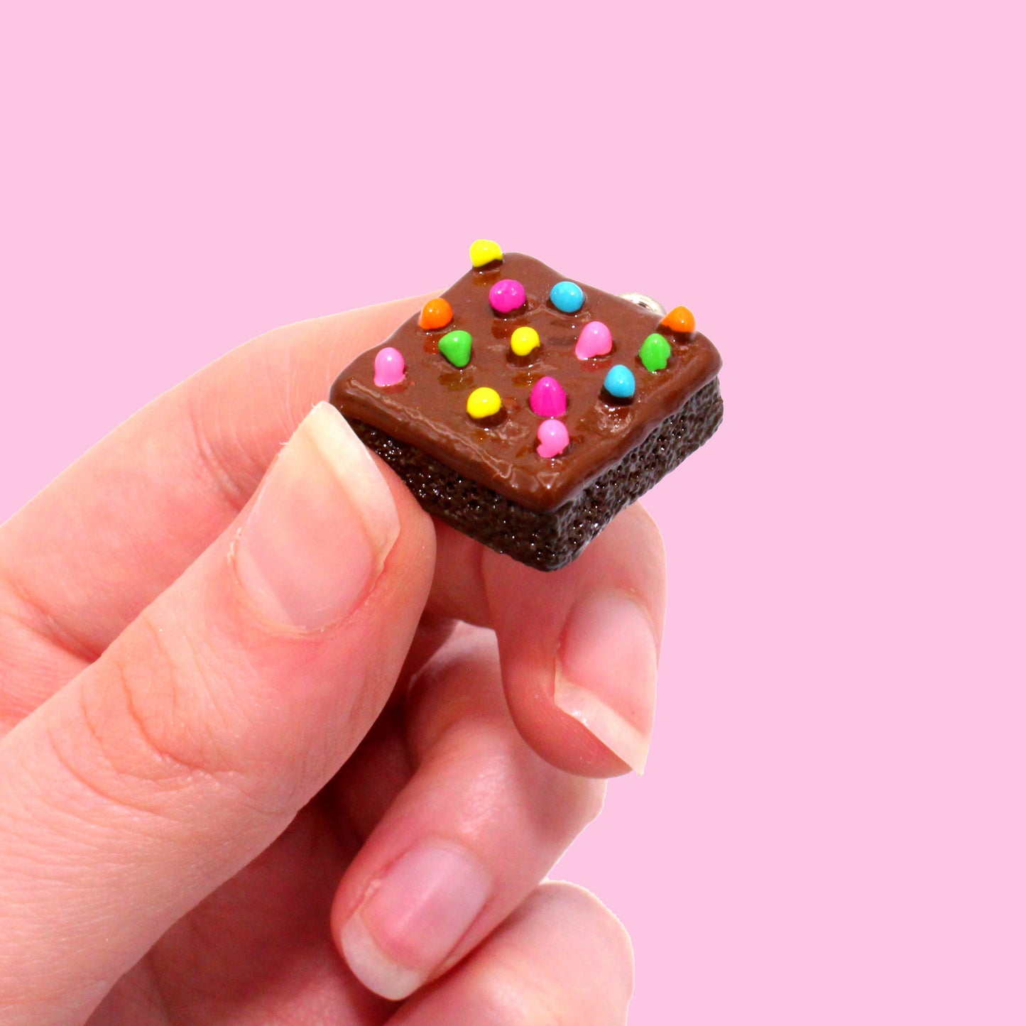 Rainbow Sprinkle Brownie Keychain -Fatally Feminine Designs