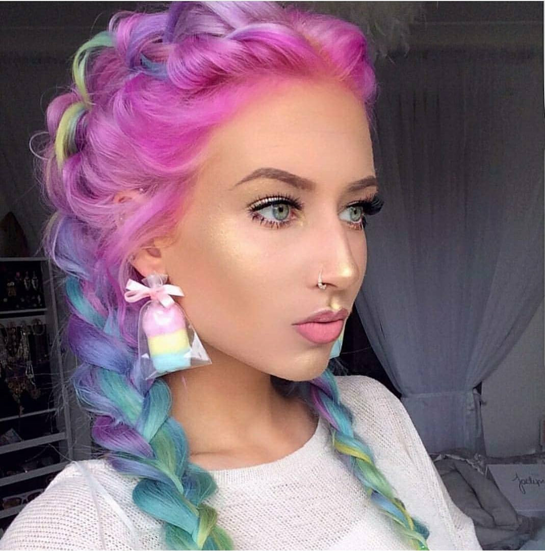 Pastel Rainbow Cotton Candy Bag Statement Earrings Hypoallergenic Stainless Steel by Fatally Feminine