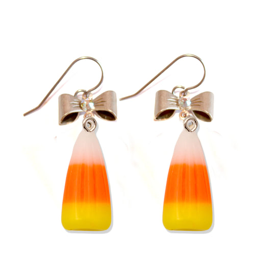 candy corn drop earrings autumn charm jewelry handmade resin statement earrings