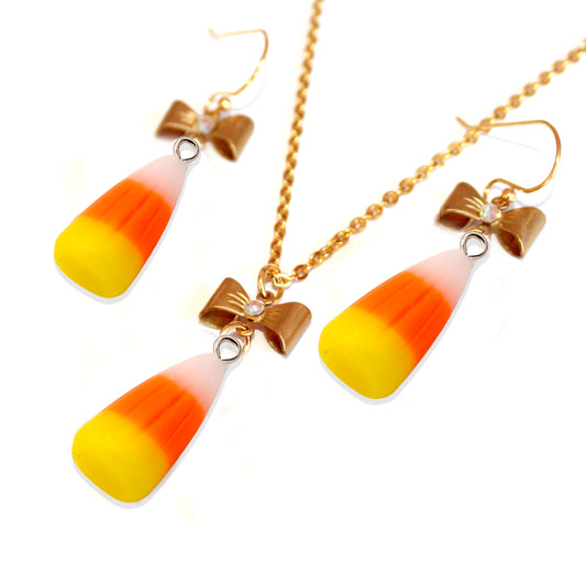 Candy Corn Earrings & Necklace Set - Fatally Feminine Designs