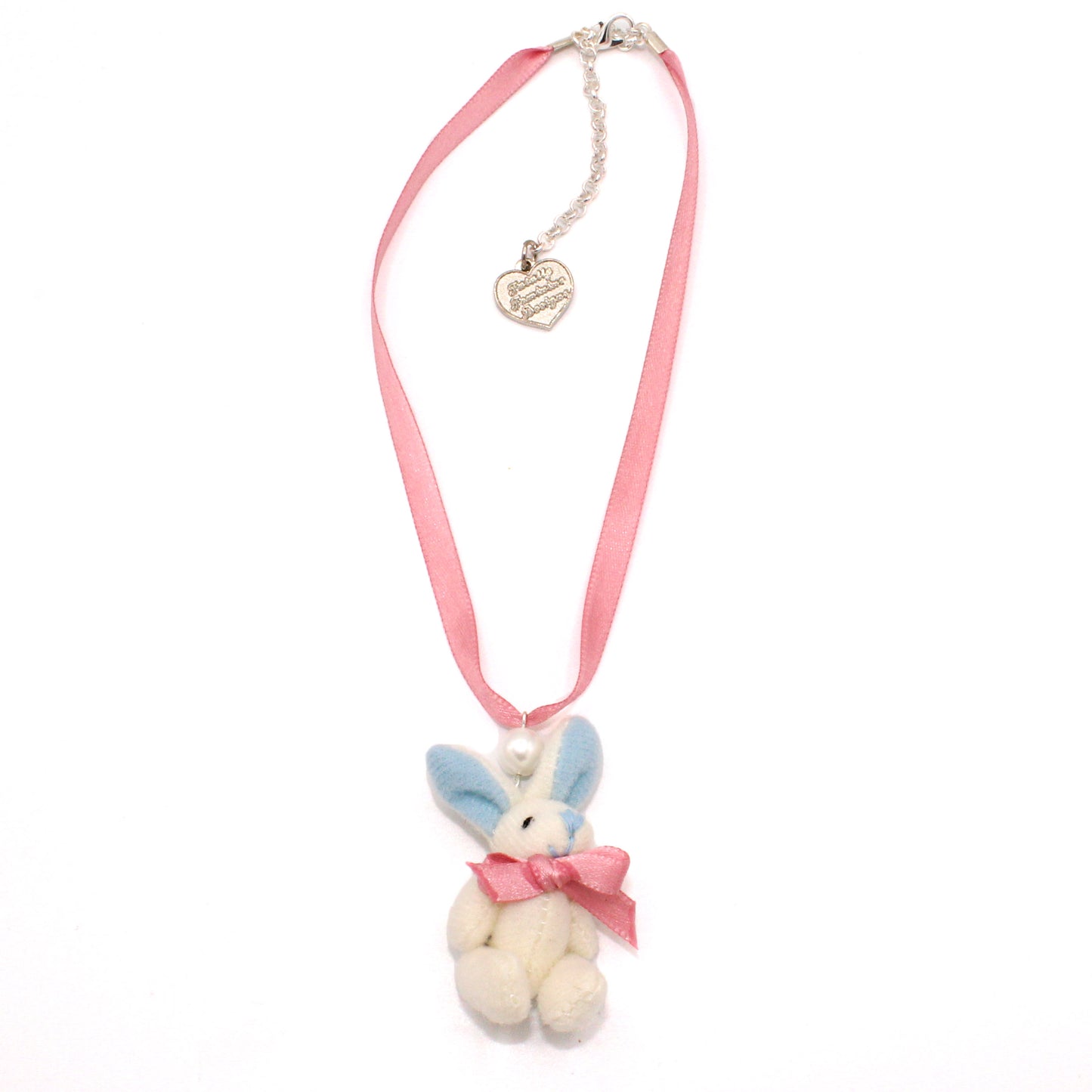 Pastel Bunny Satin Choker or Necklace - Pink or White Plush Bunny - Fatally Feminine Designs